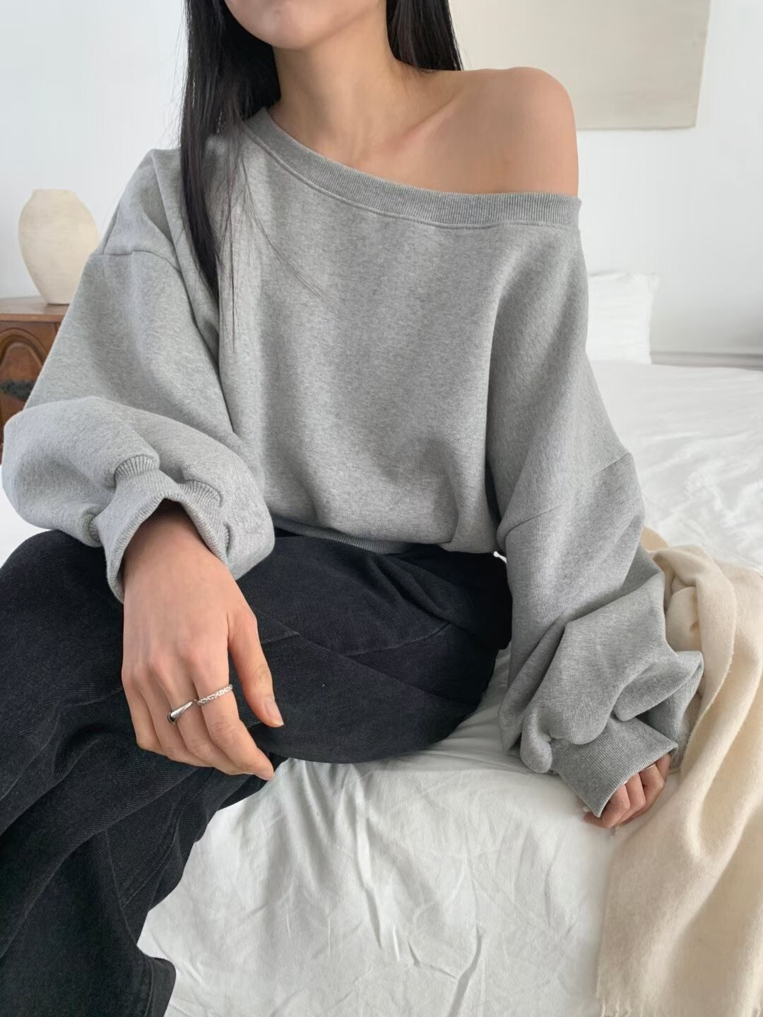 束腰開拉鍊大領衛衣(內刷毛)