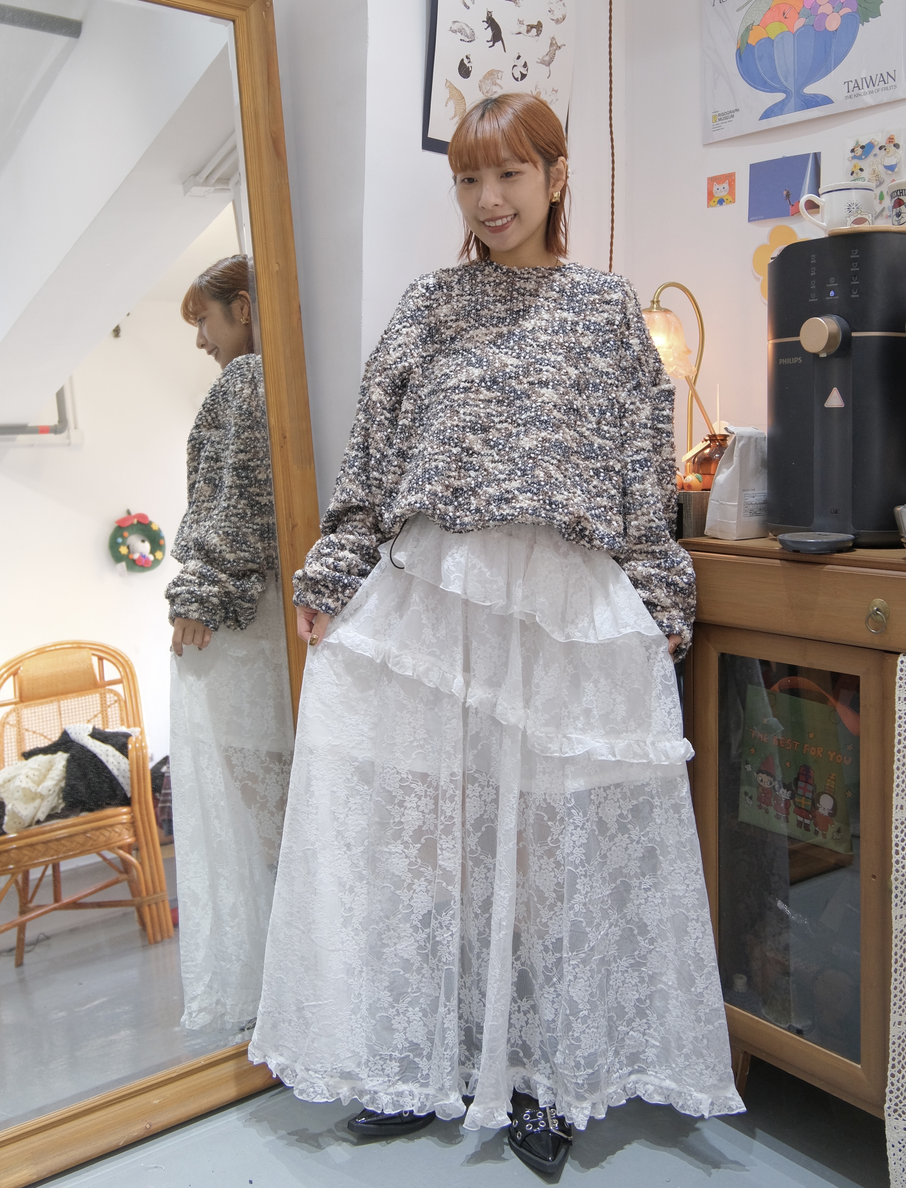 混色抽繩短款Top