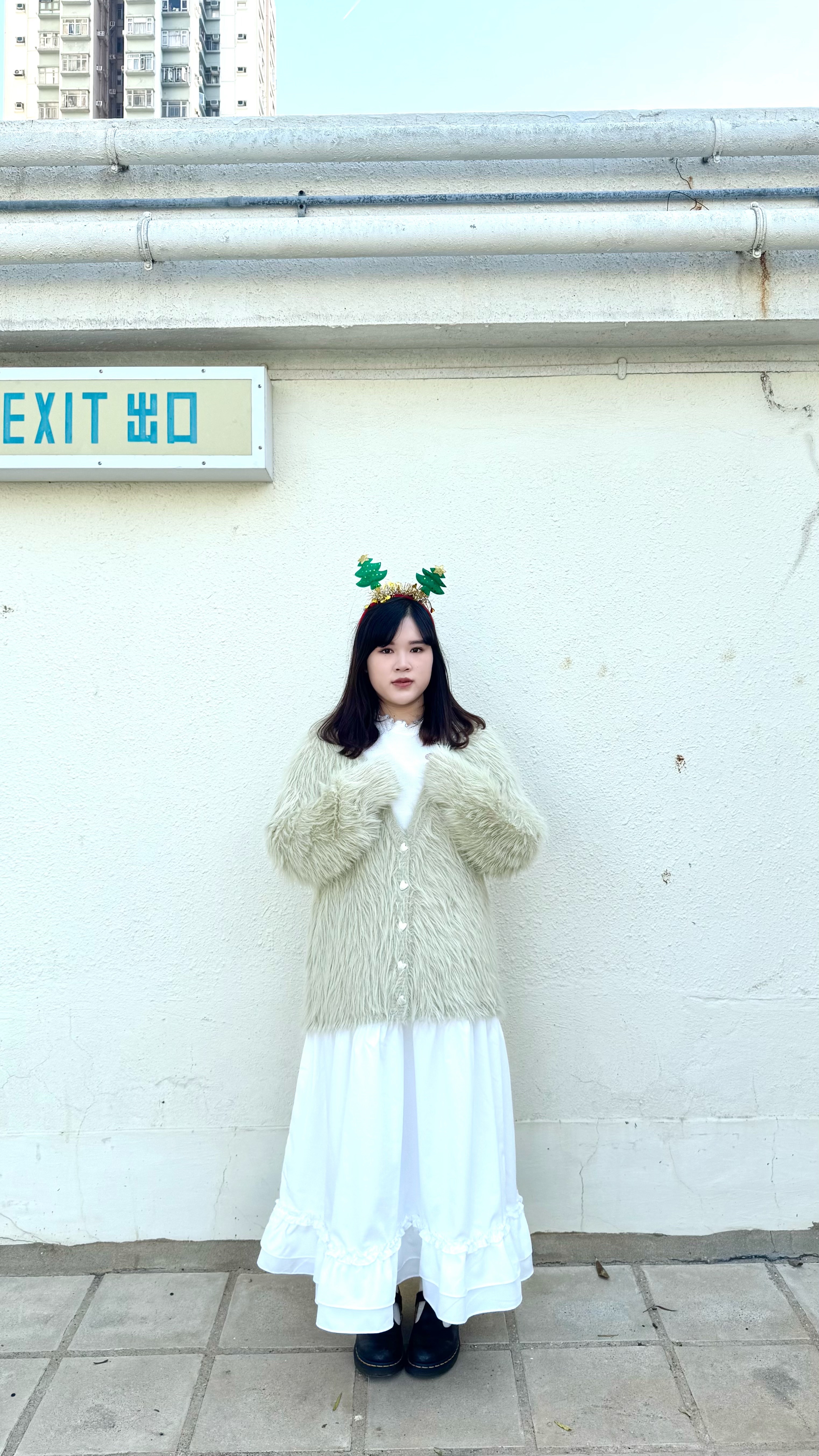 毛毛心形鈕扣中長外套