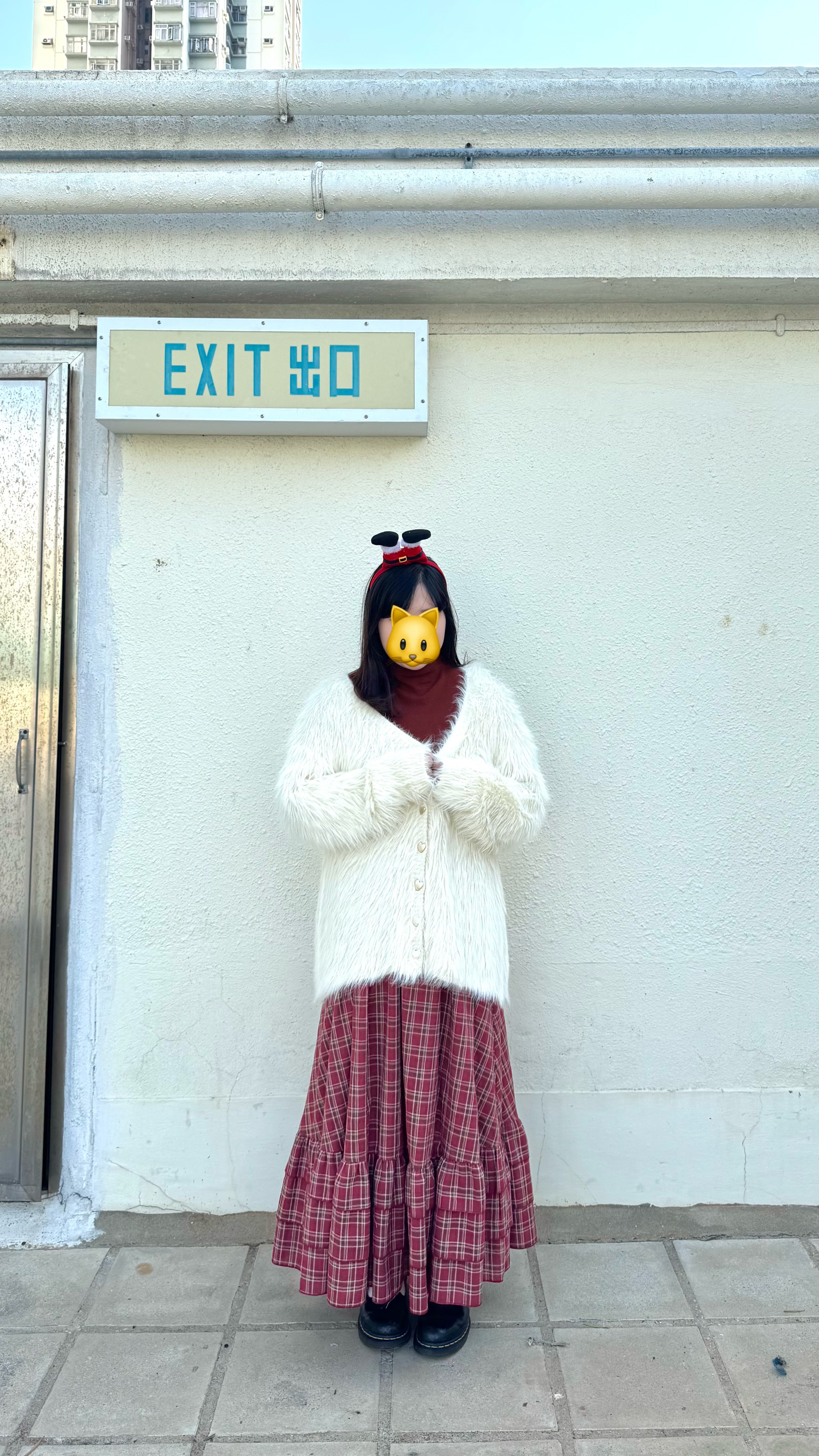 毛毛心形鈕扣中長外套