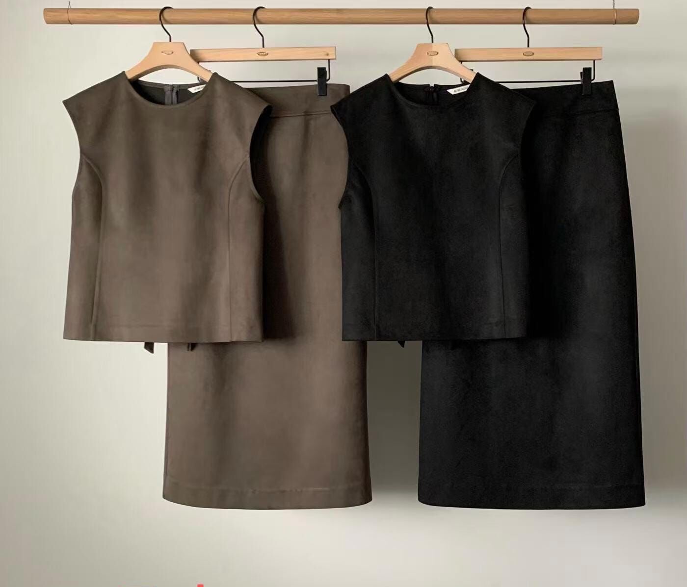 AU5318 仿麂皮直筒長裙