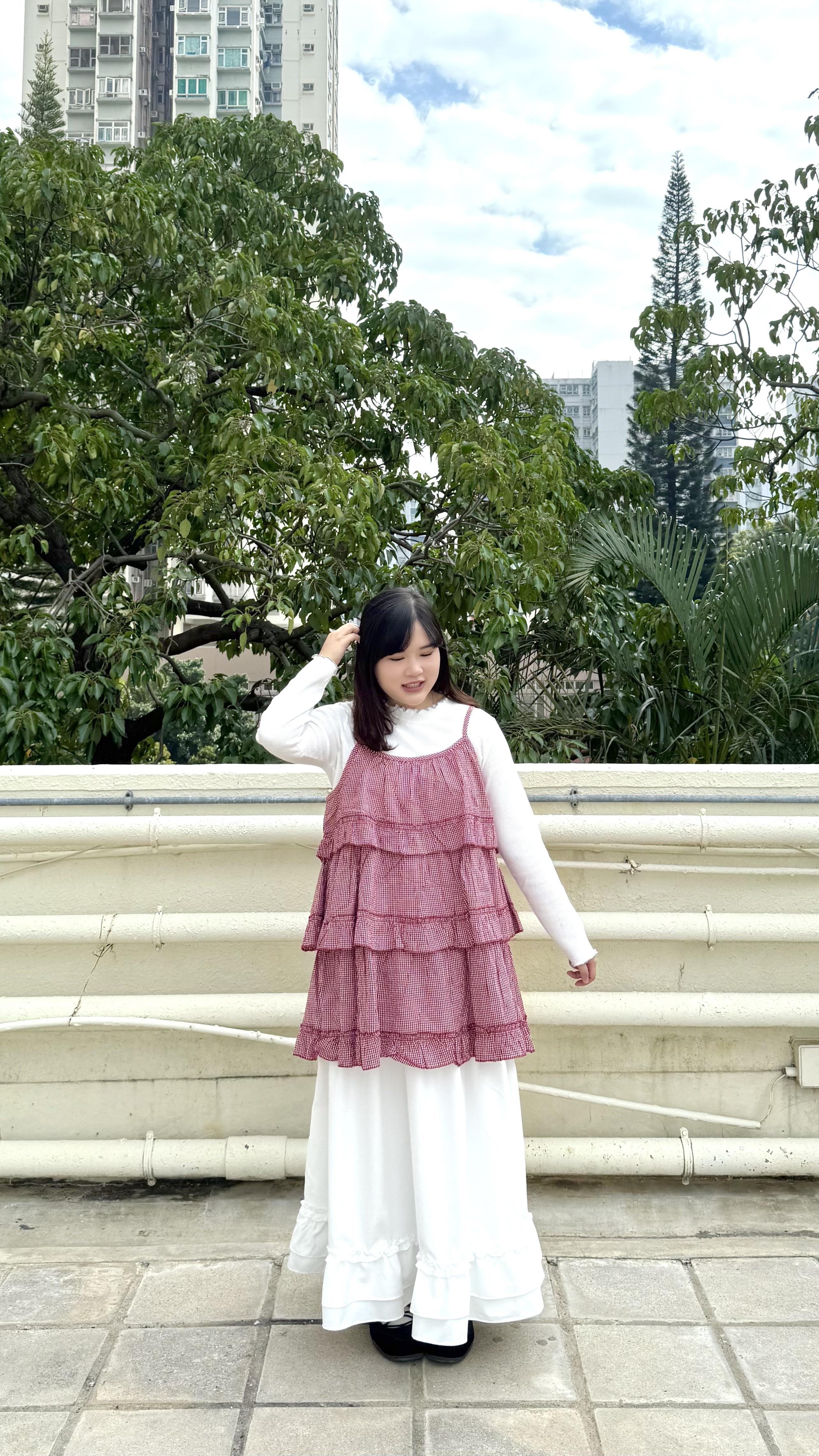 格紋層層蛋糕吊帶