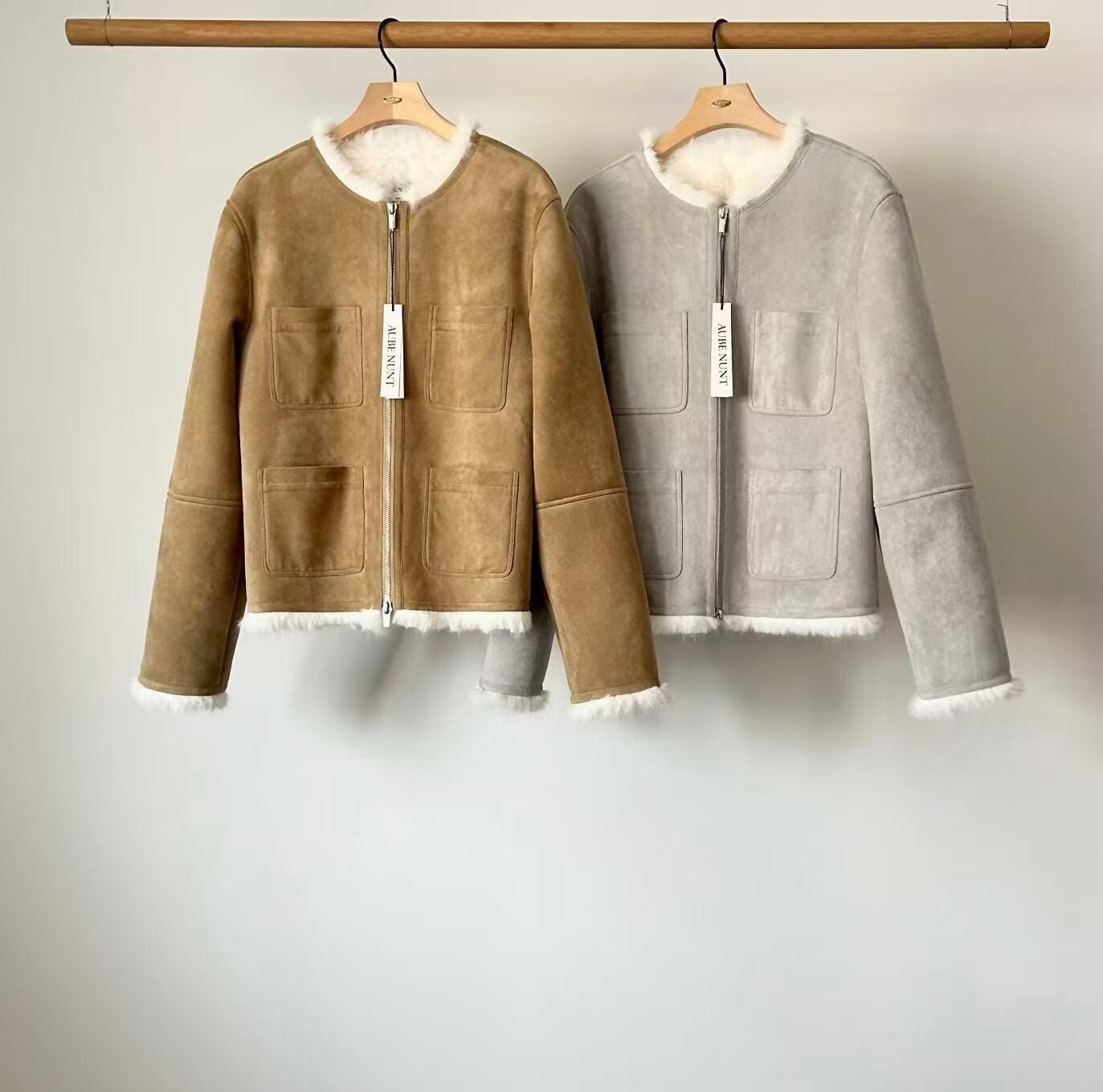 AU5323 仿麂皮內鋪毛外套