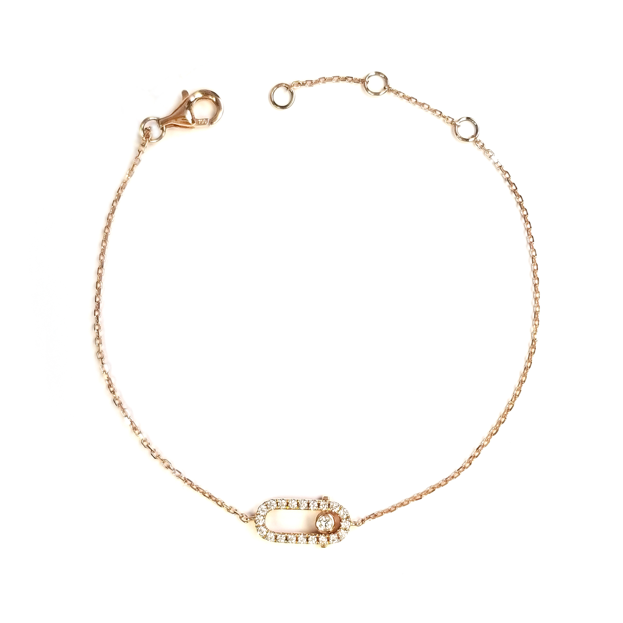 18K玫瑰金天然鑽石閃鑽內環手鏈