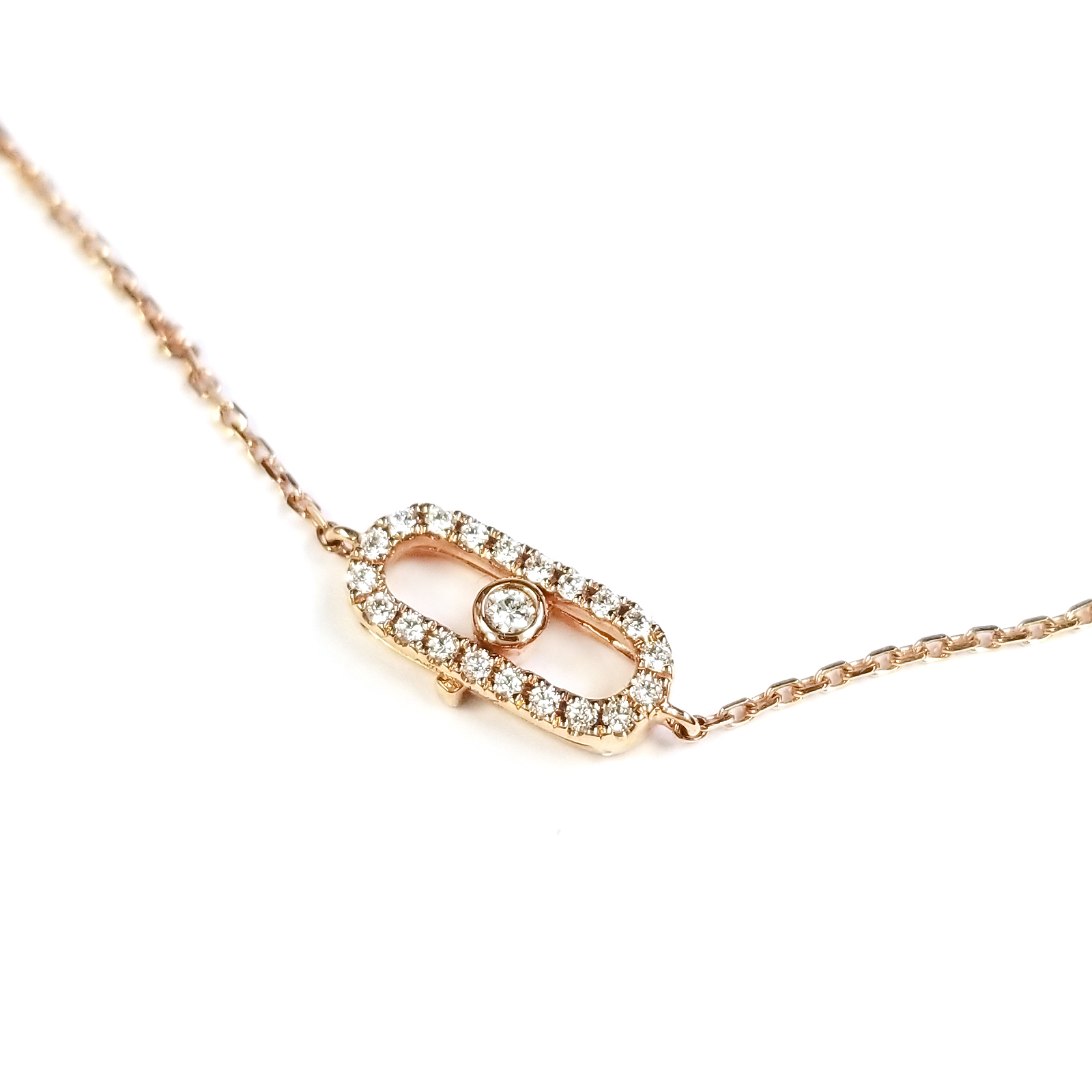 18K玫瑰金天然鑽石閃鑽內環手鏈