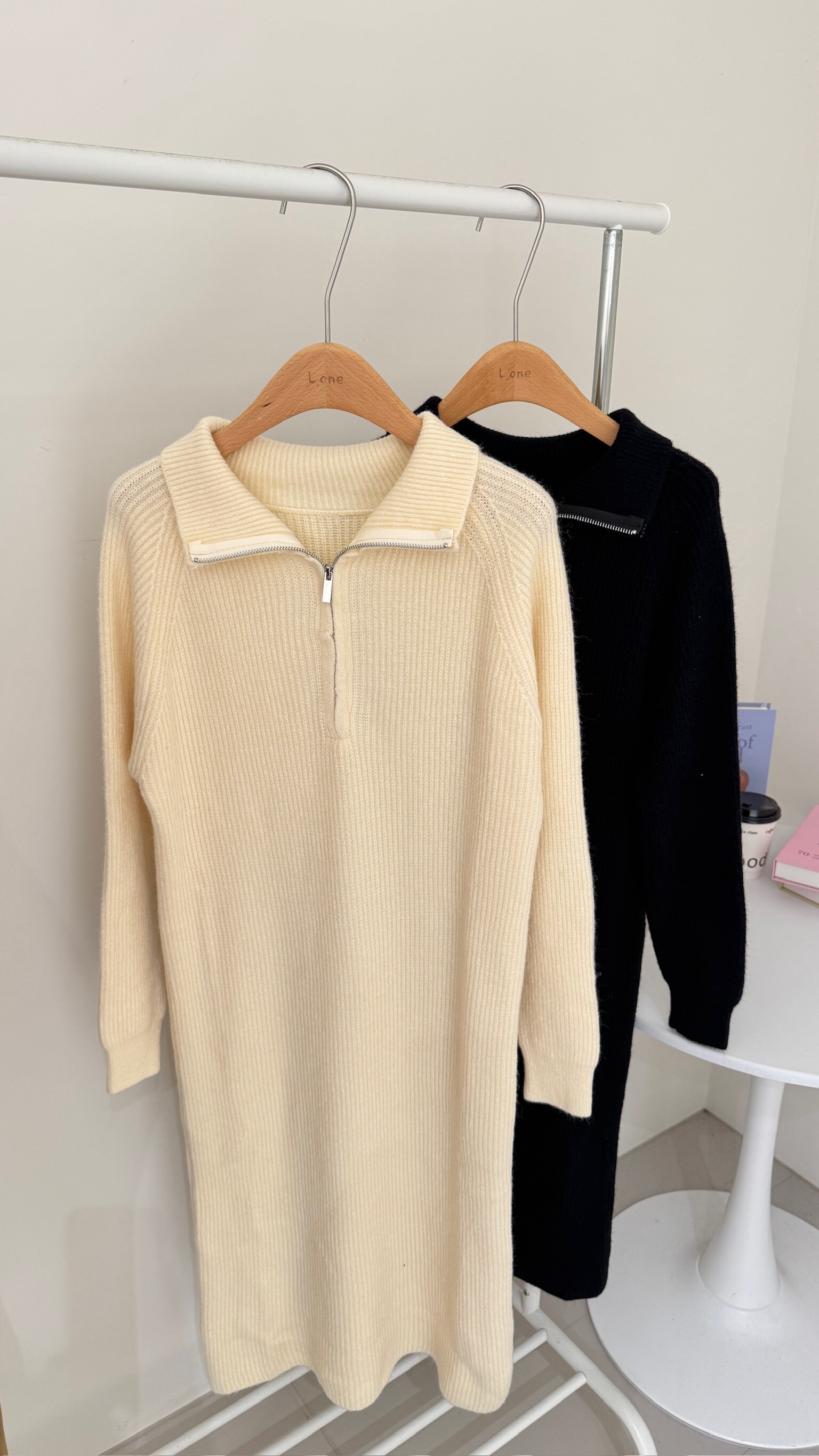 立領拉鍊針織洋裝