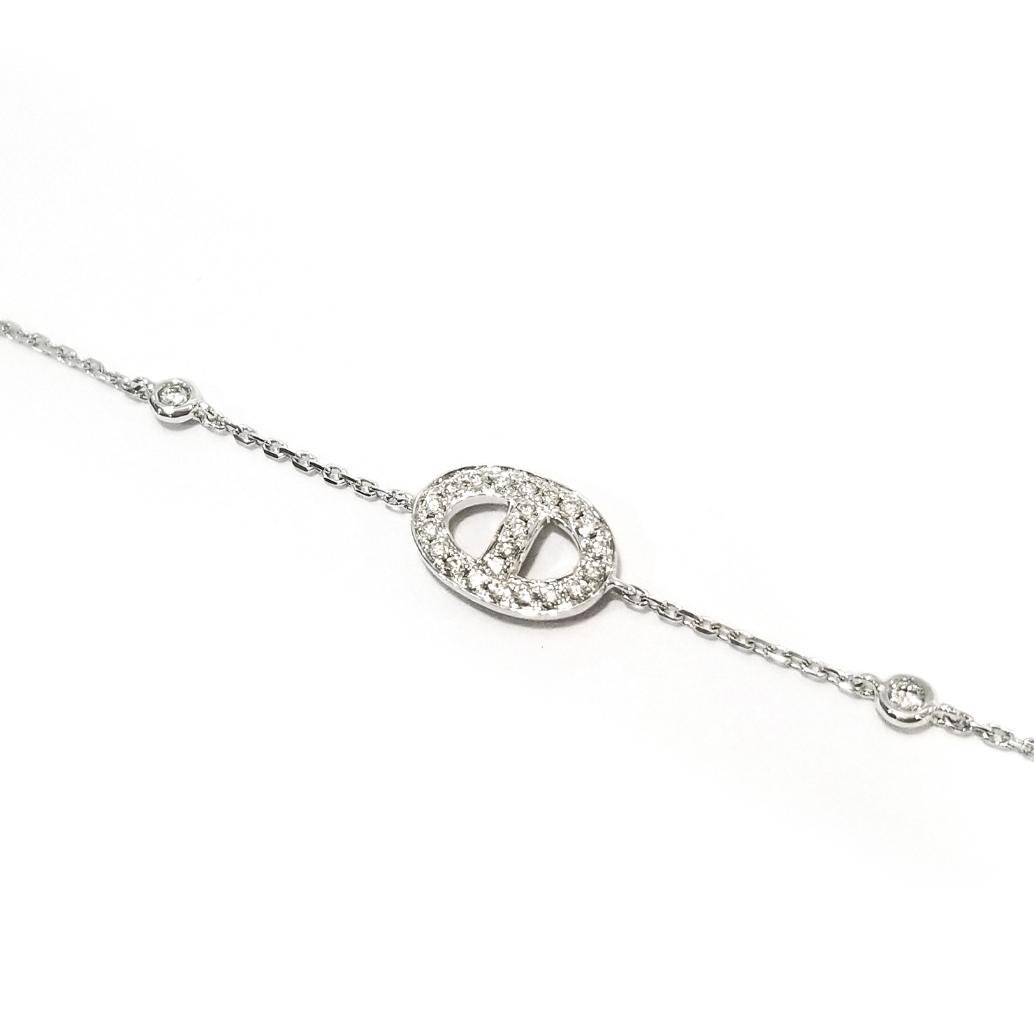 18K白金天然鑽石豬鼻手鏈