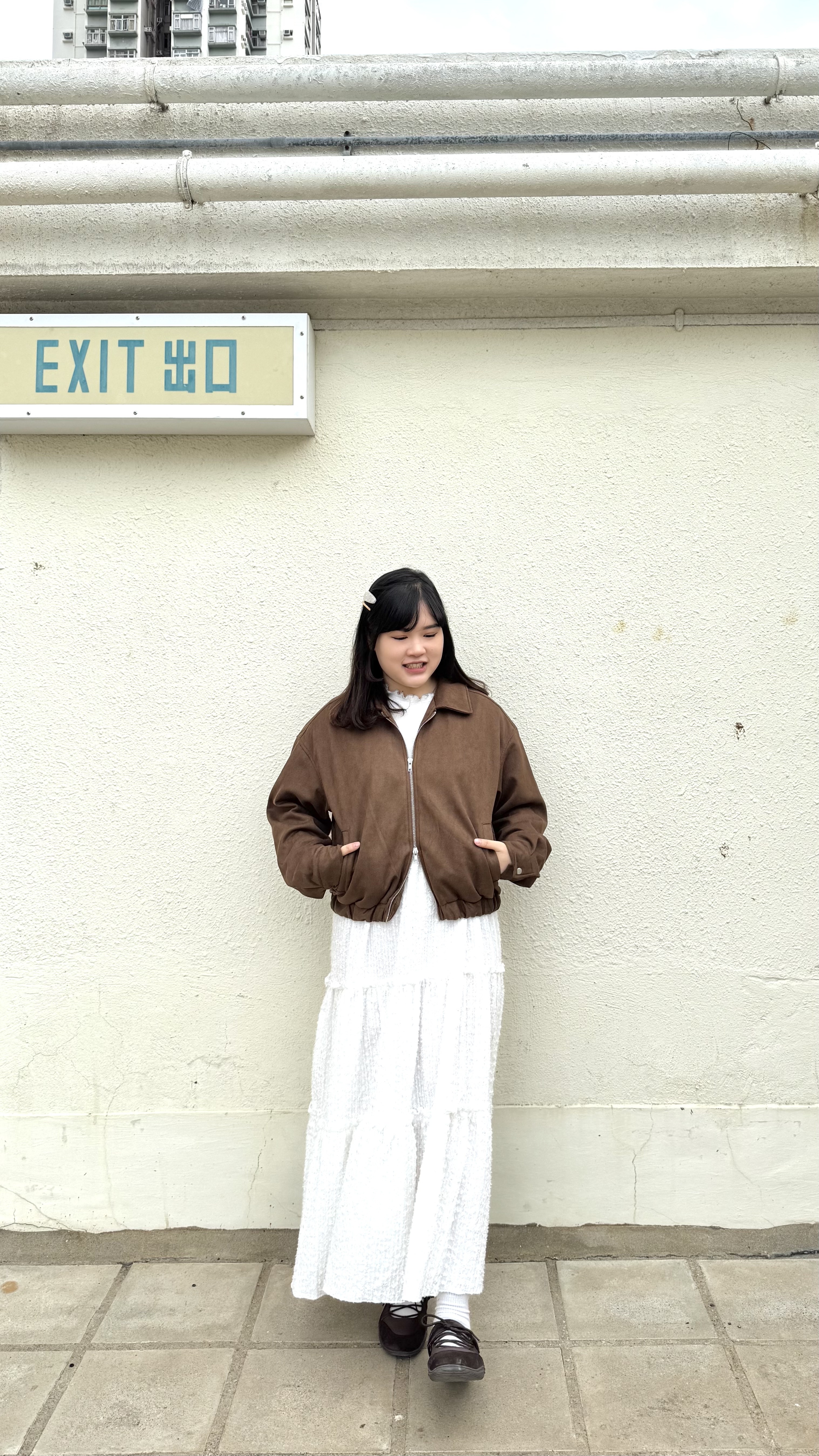 版型好看！麂皮滑身雙拉鏈外套