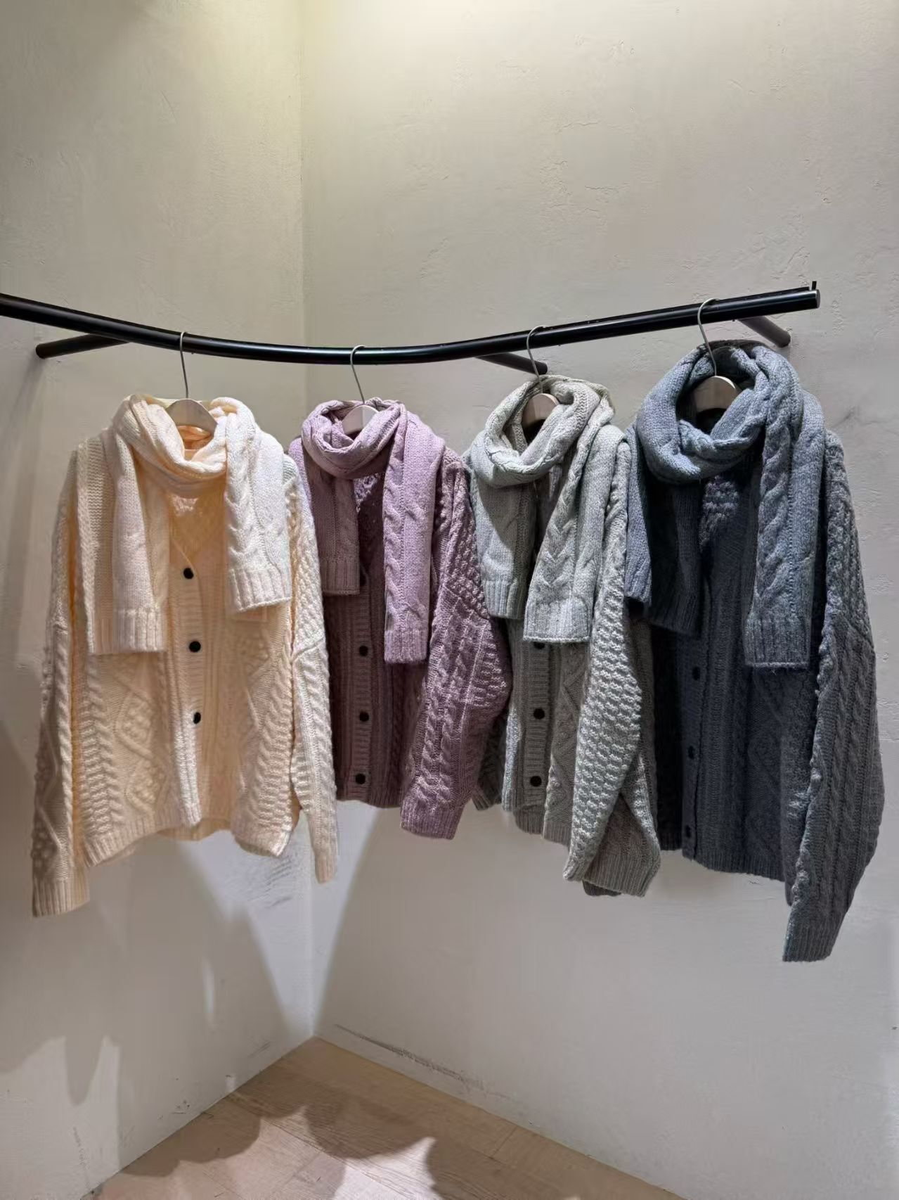 WJ5307 扭麻花寬鬆針織圍巾外套 *分開購買*