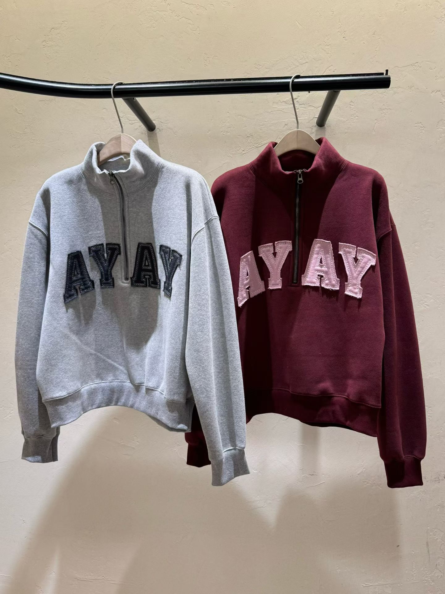 WJ5316 字母拉鍊立領衛衣