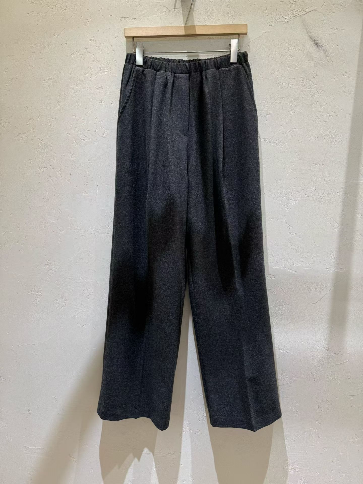 WJ5318 全橡筋仿褲頭直筒褲