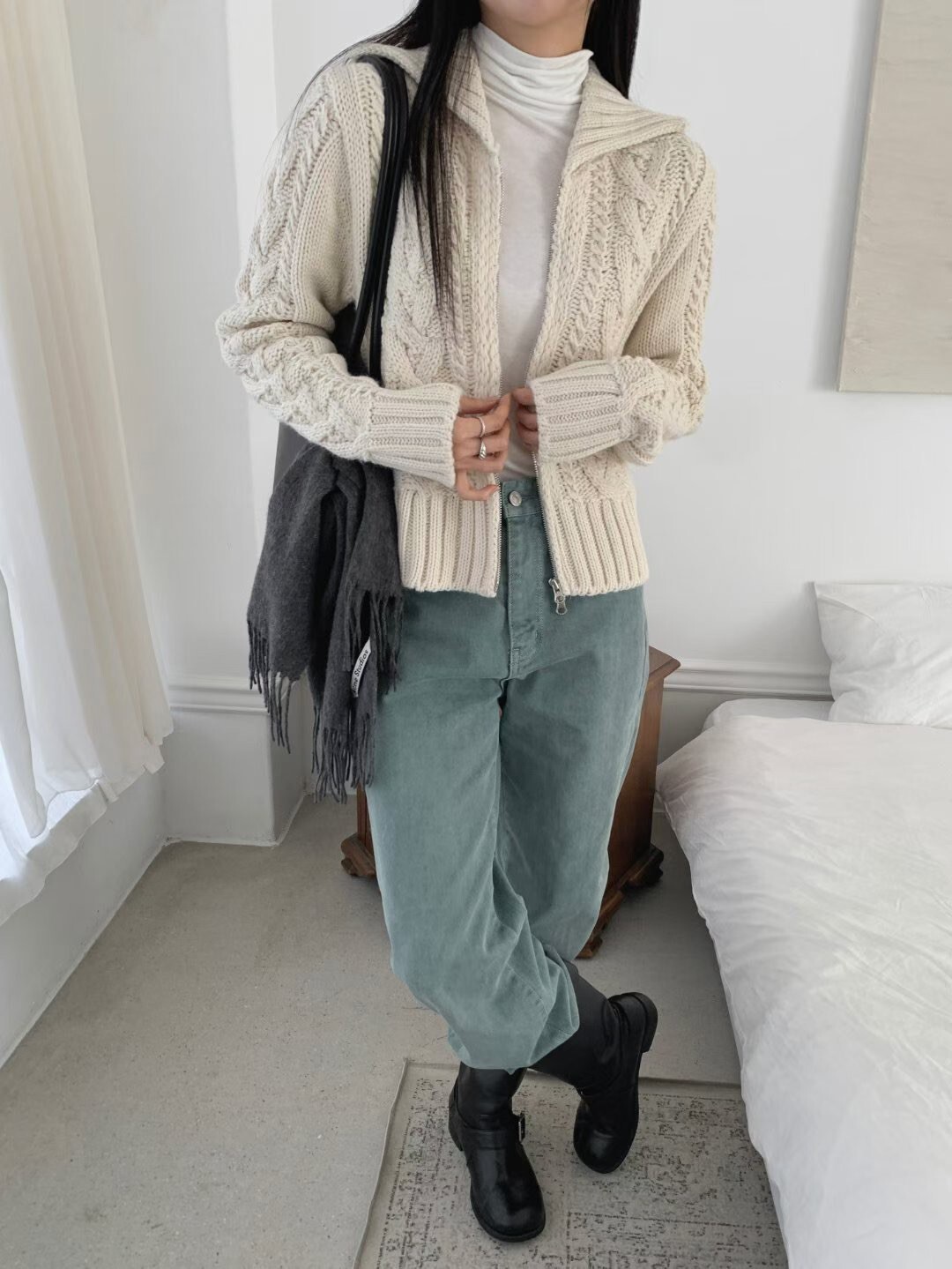 麻花織紋拉鍊外套