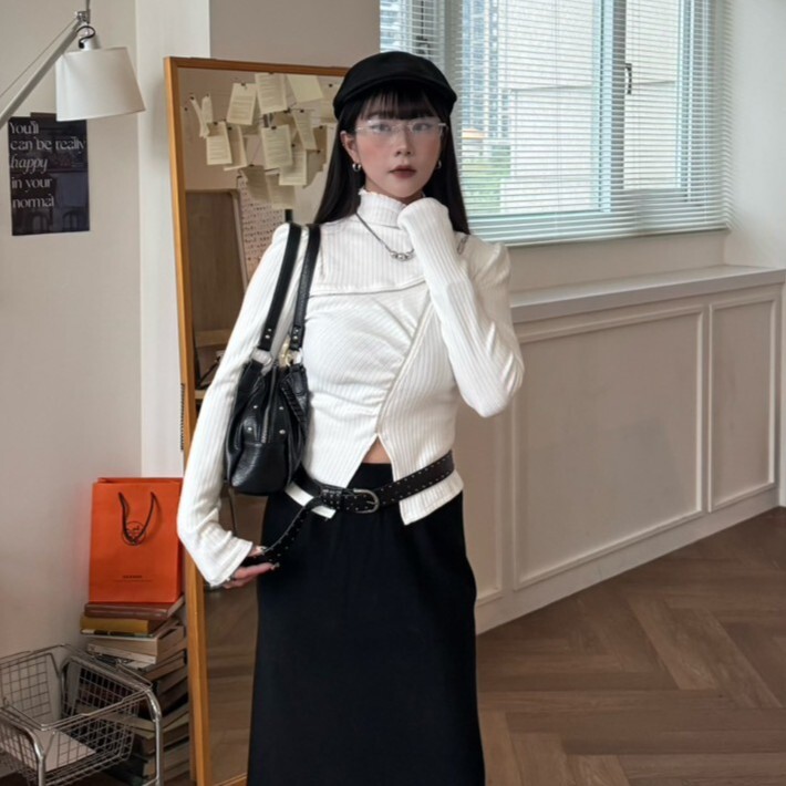 零度剪裁 輕亞雙拉鍊設計上衣