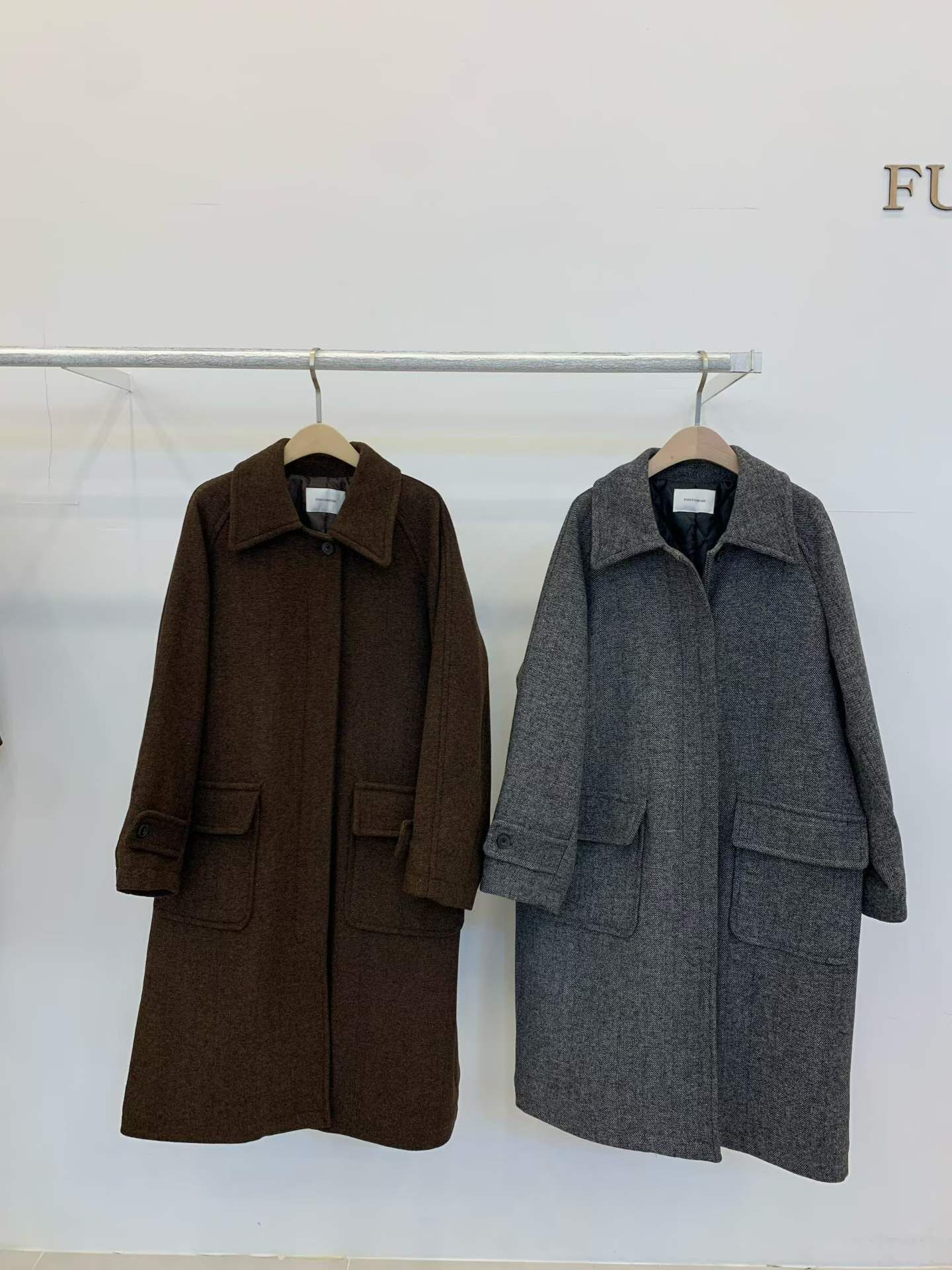 FP5301 羊毛80長版格紋大衣