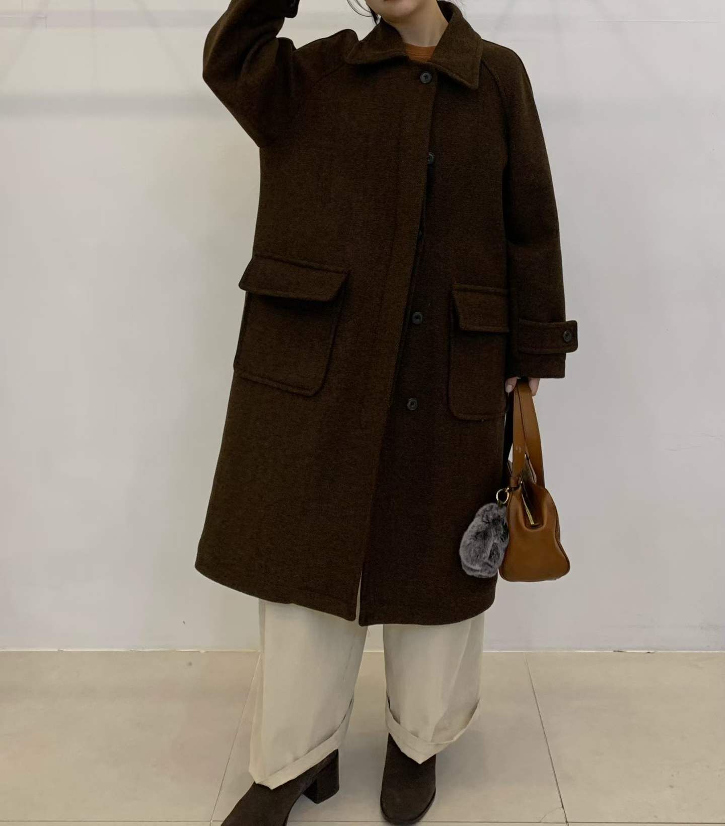 FP5301 羊毛80長版格紋大衣