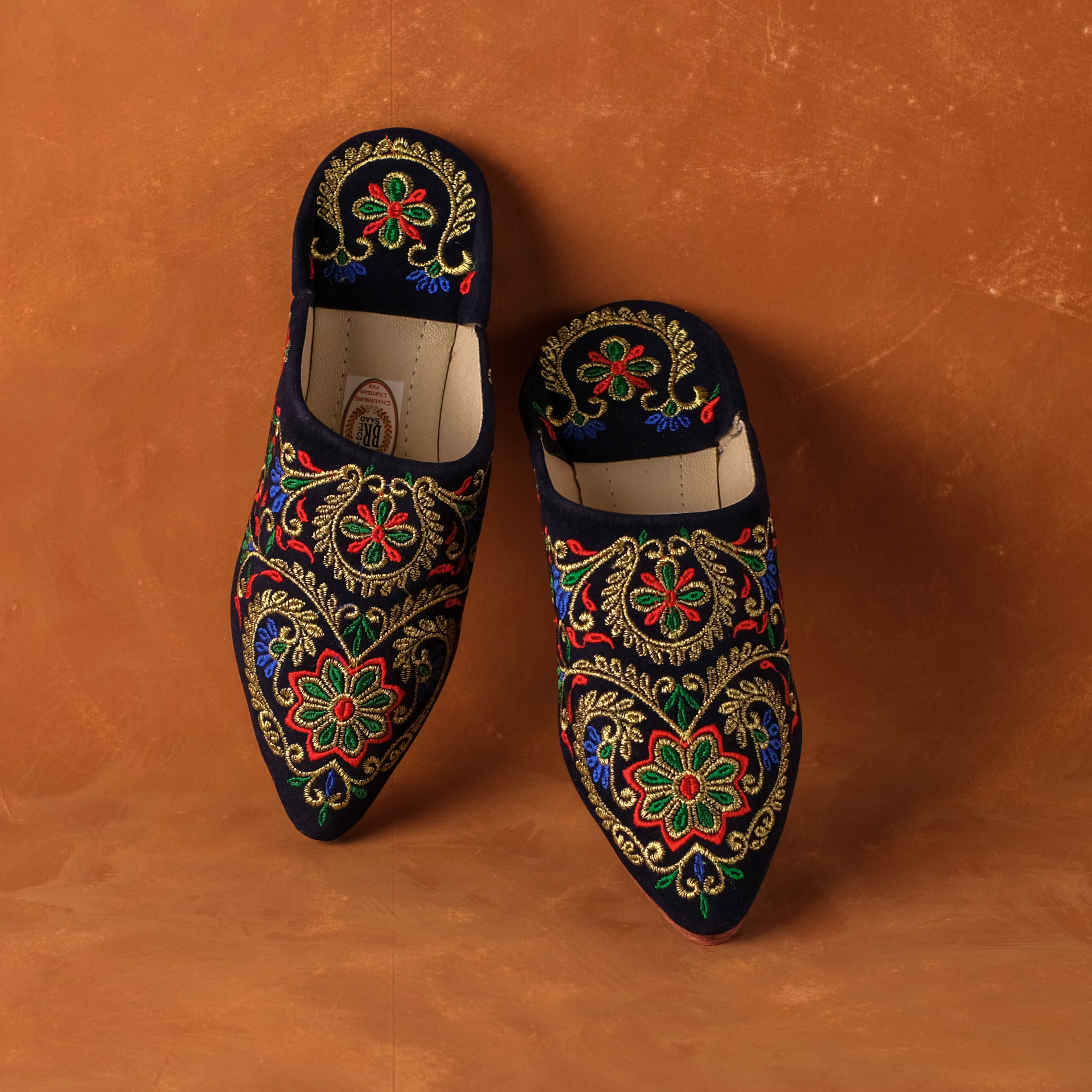 柏柏手工鞋 ｜布繡花  - 夜幕｜摩洛哥
