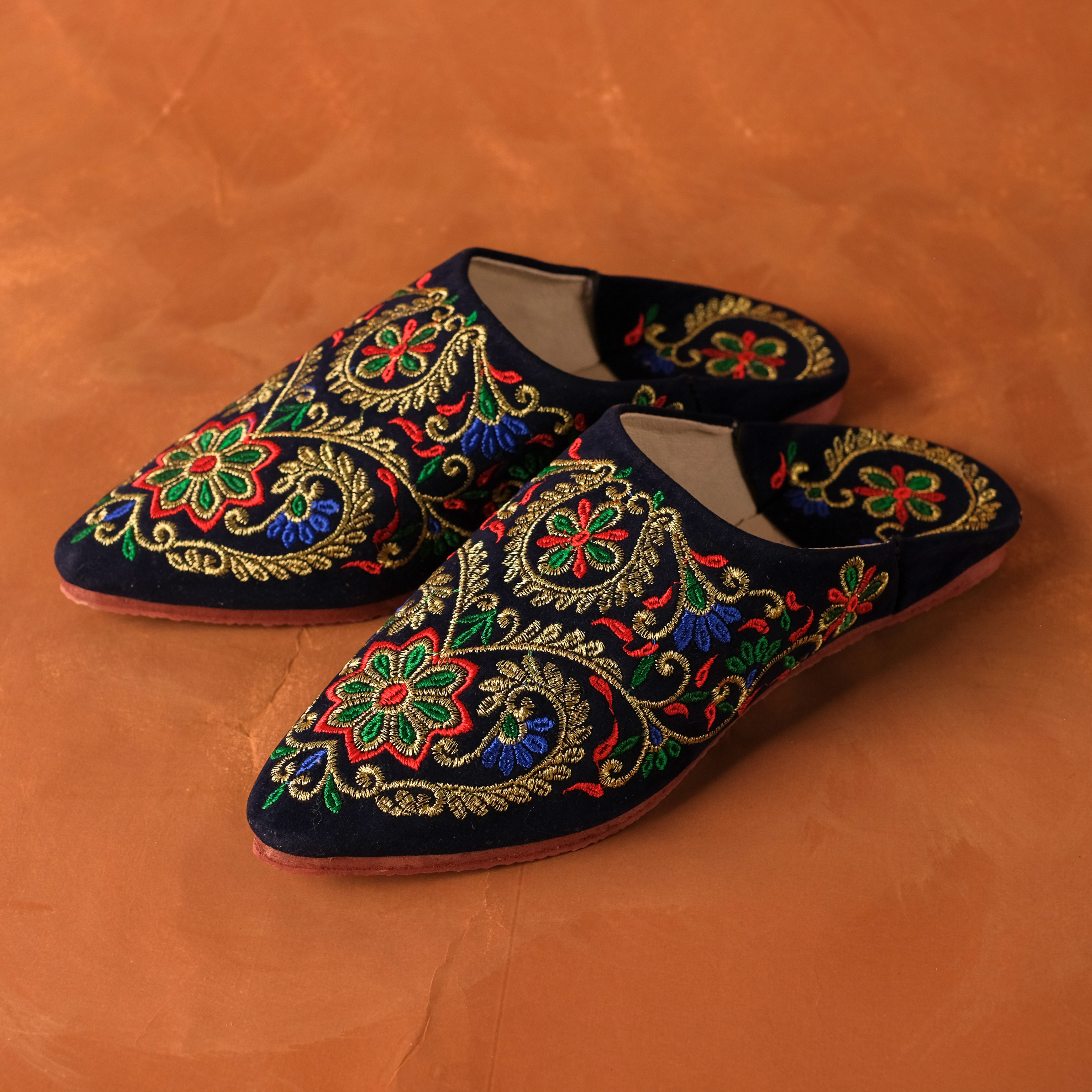 柏柏手工鞋 ｜布繡花  - 夜幕｜摩洛哥