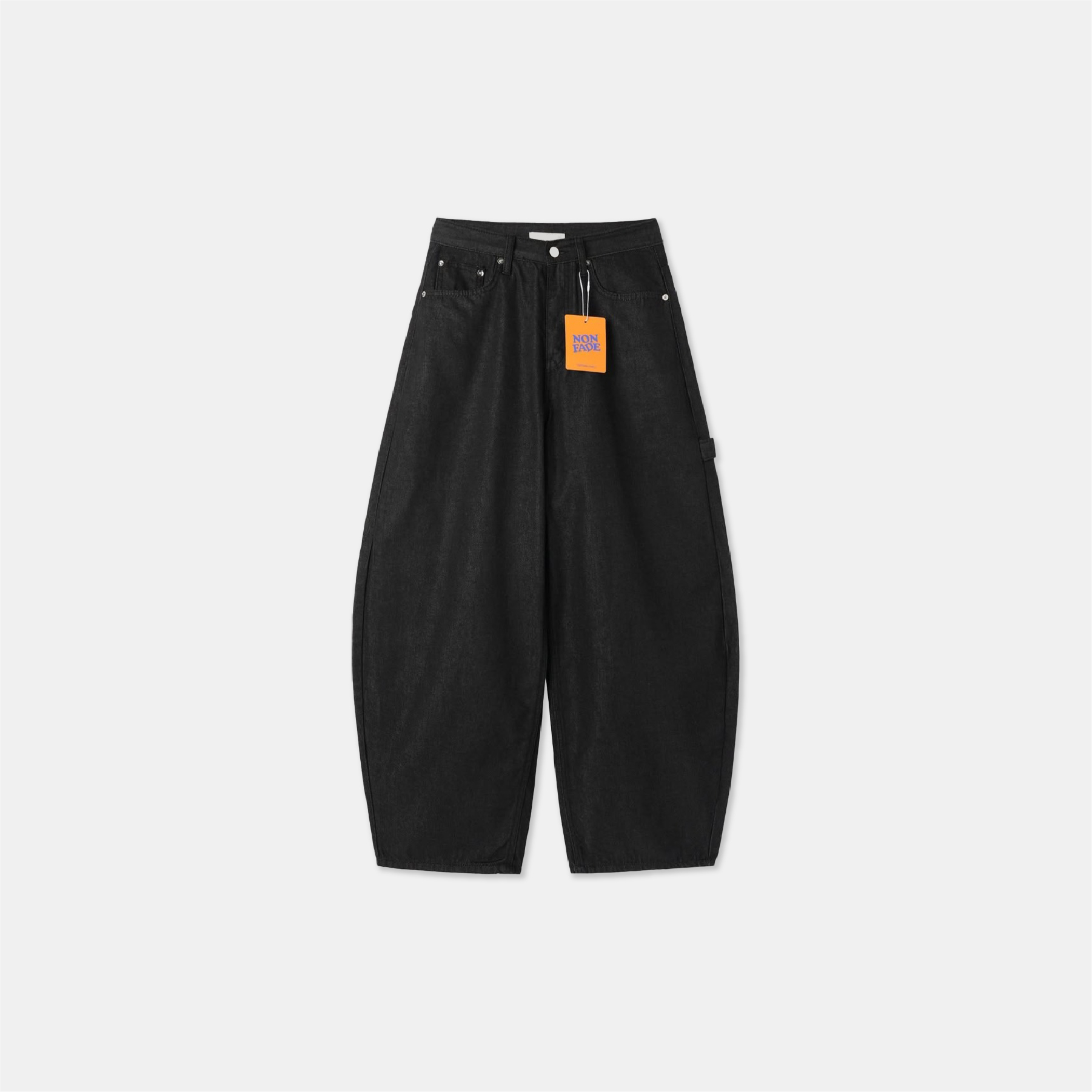 韓國 不掉色 豹紋 十字 鉚釘 彎刀 落地 牛仔褲