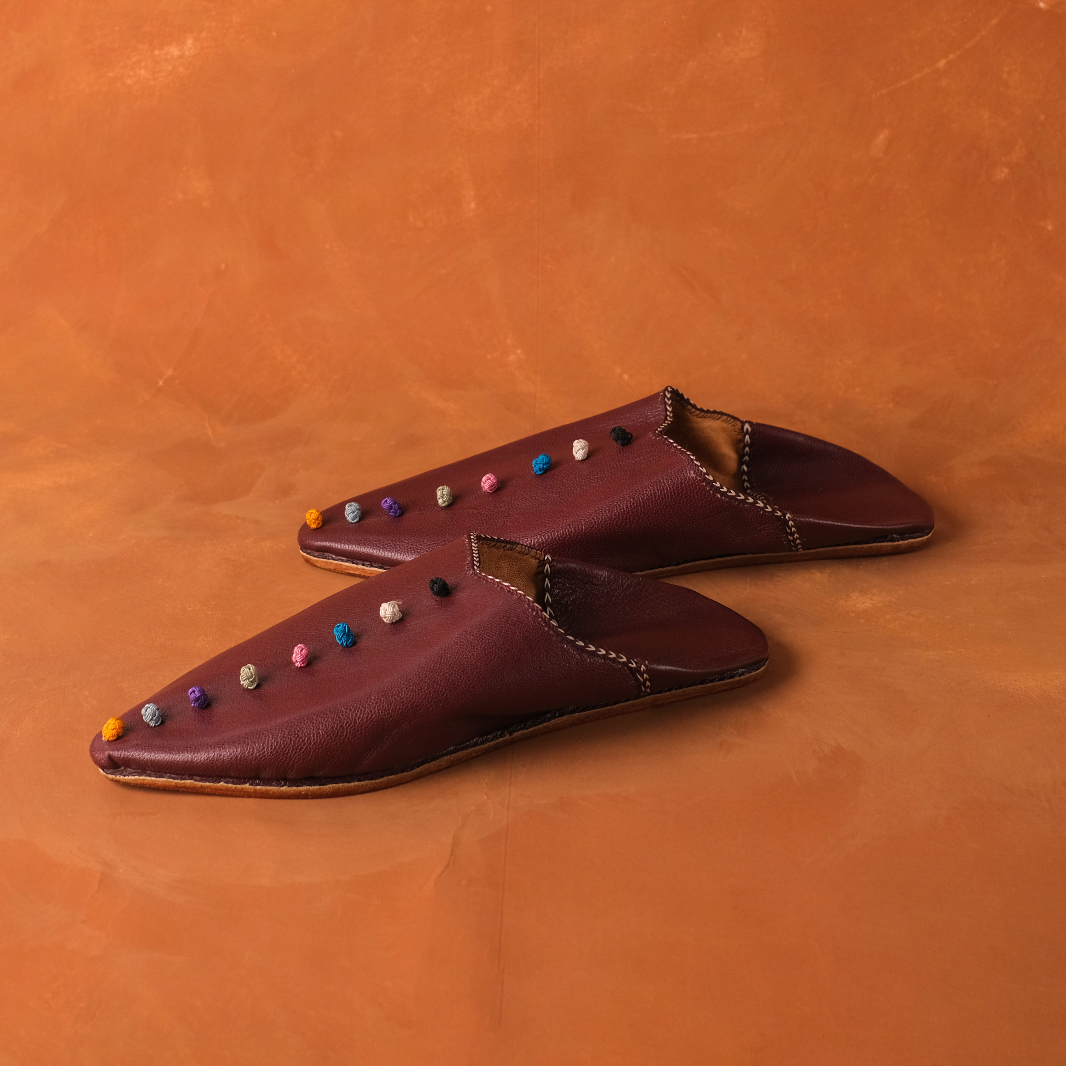 柏柏手工鞋 ｜繡球酒紅  - 尖｜摩洛哥