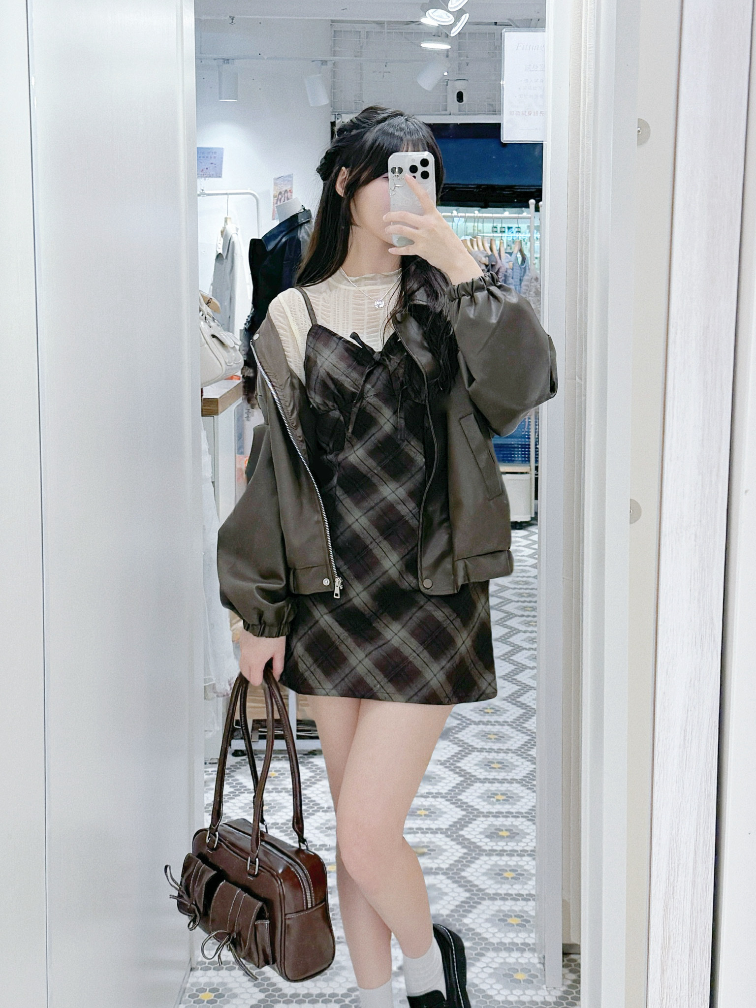 JK0320｜基本百搭款🌟 小反領束袖斜袋皮褸