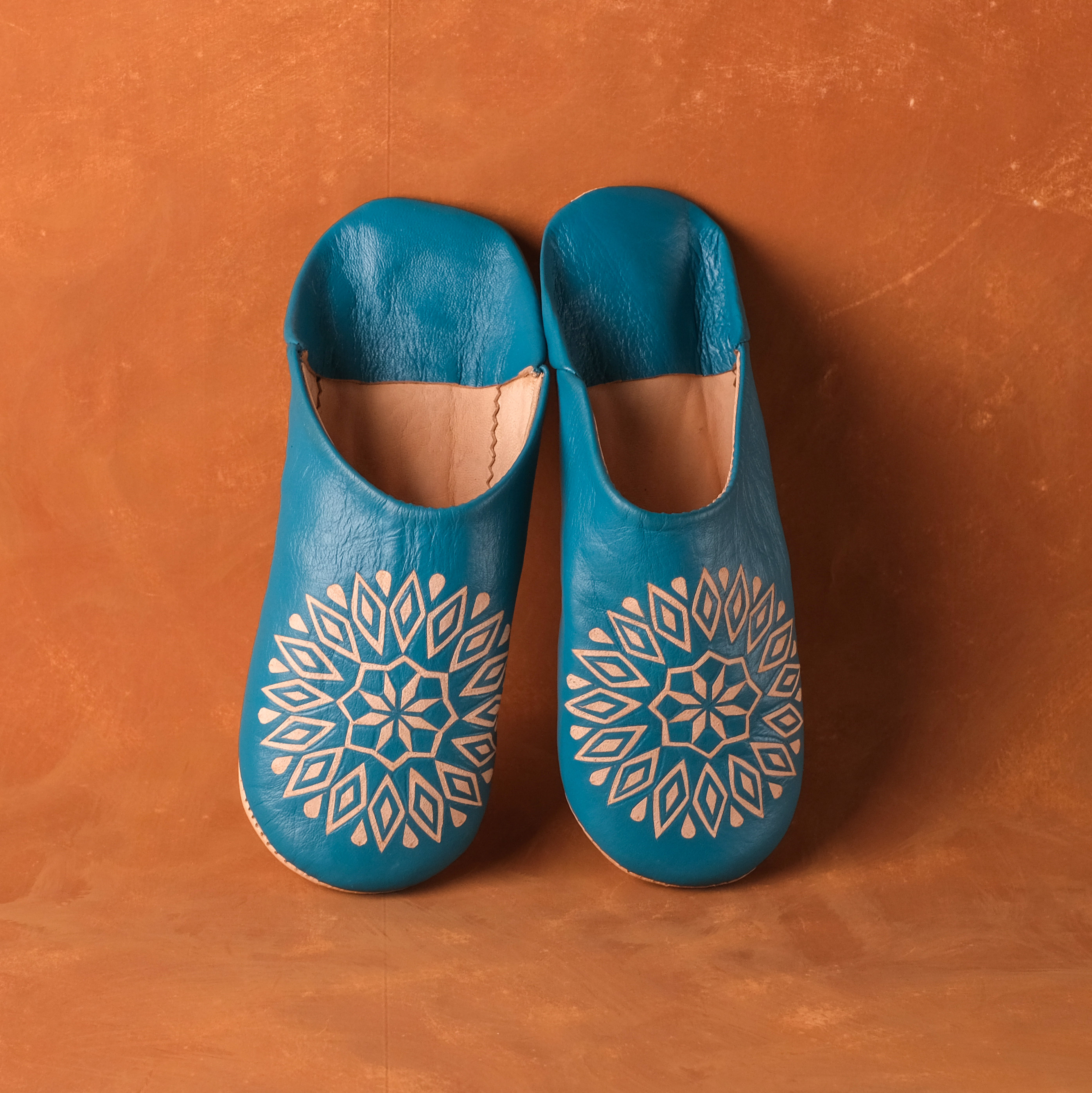 柏柏手工鞋 ｜土耳其藍 - 圓｜摩洛哥