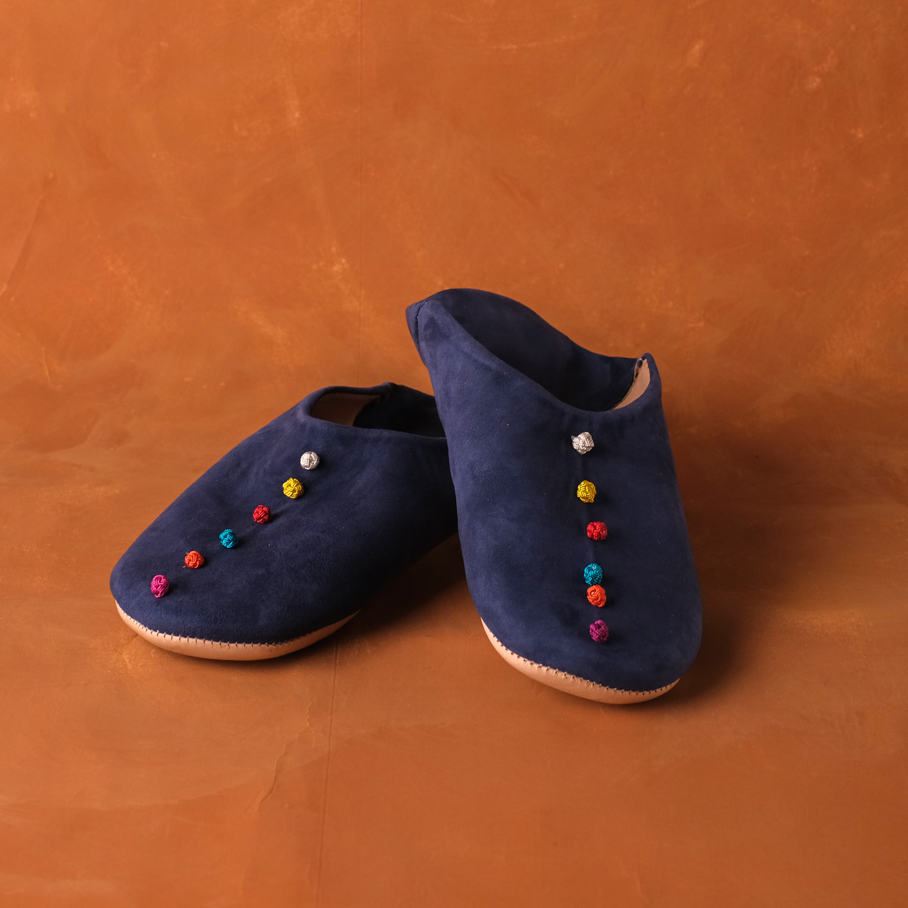 柏柏手工鞋 ｜深海藍 - 圓｜摩洛哥