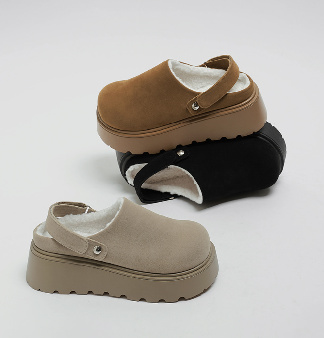 RY006 Noir 復古內刷毛毛clog