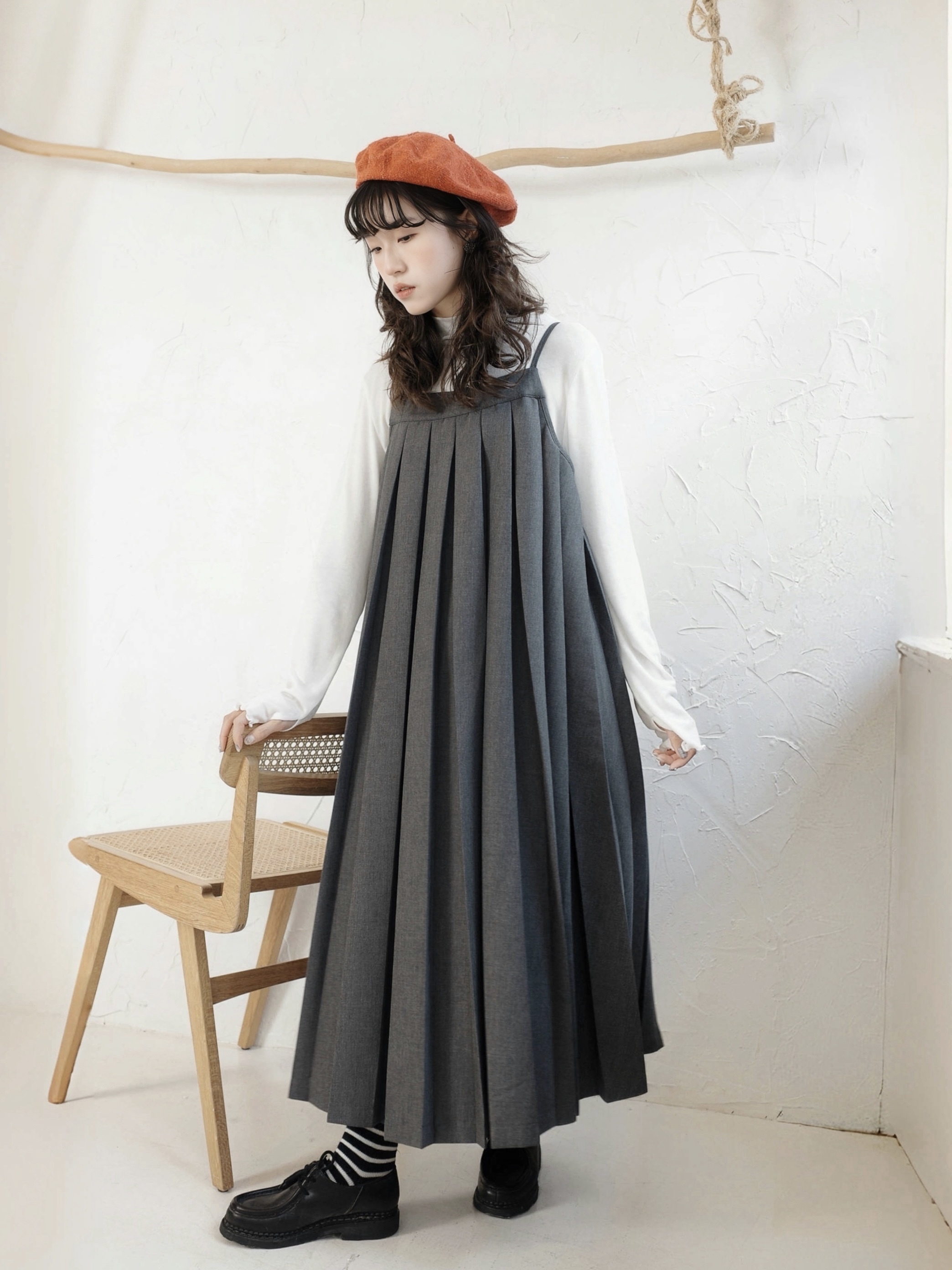 【 Kiki.co Made 】Two-way Pleated Dress - Grey