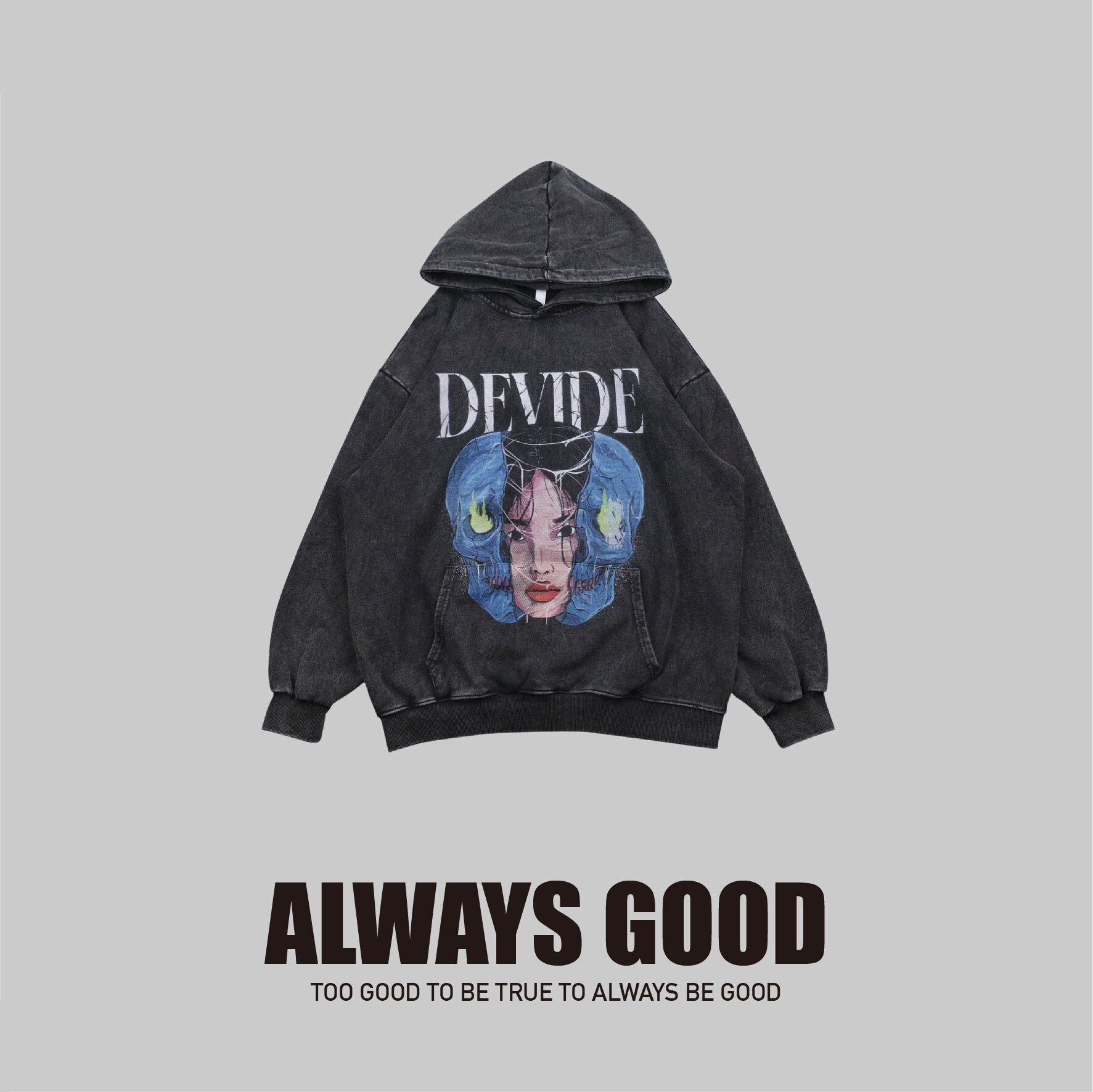 『Always_Good』水洗 做舊 插畫 帽TEE