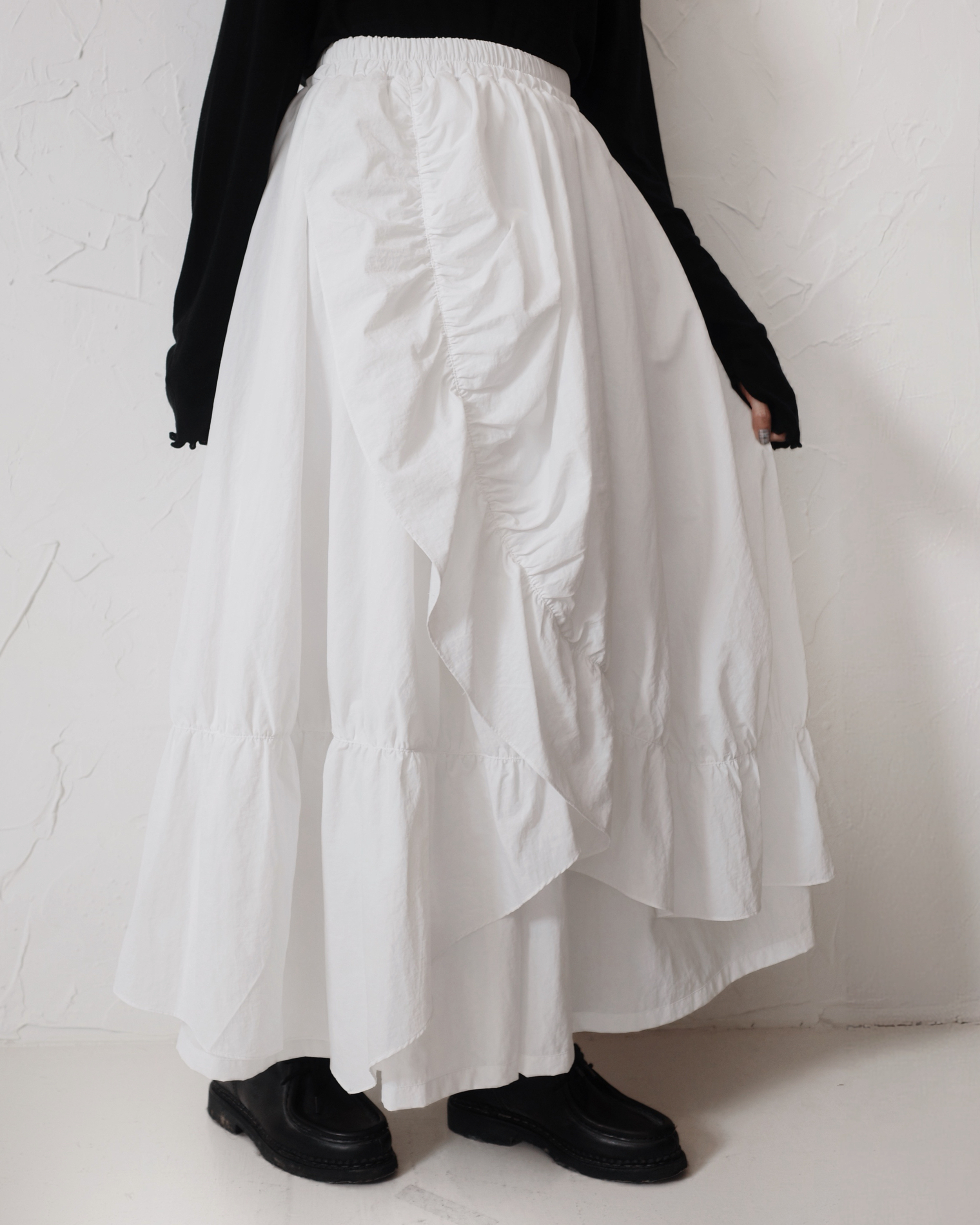 【 Kiki.co made 】Two-way Layering skirt - White
