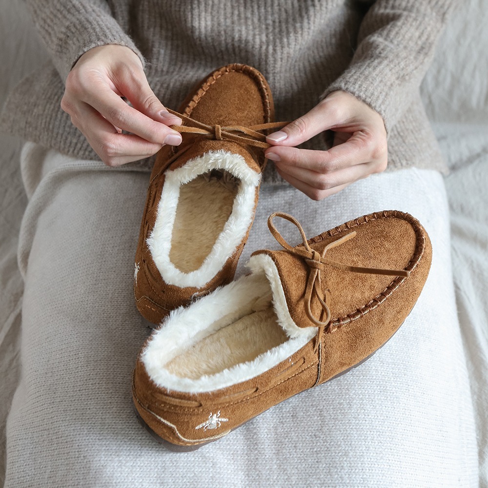 RY016 Shujian 小蝴蝶結厚刷毛樂福鞋