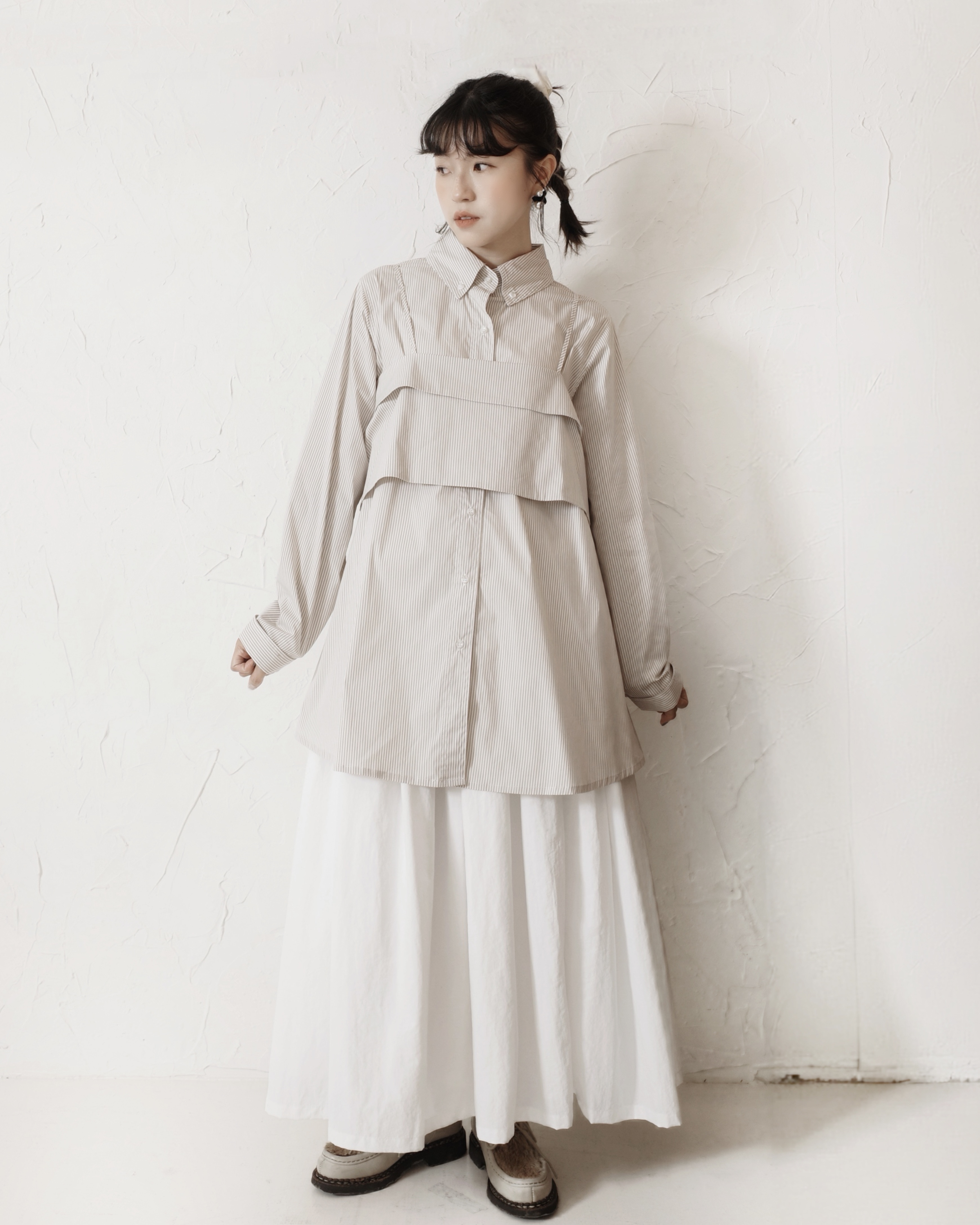 【 Kiki.co made 】Two-way Layering skirt - White