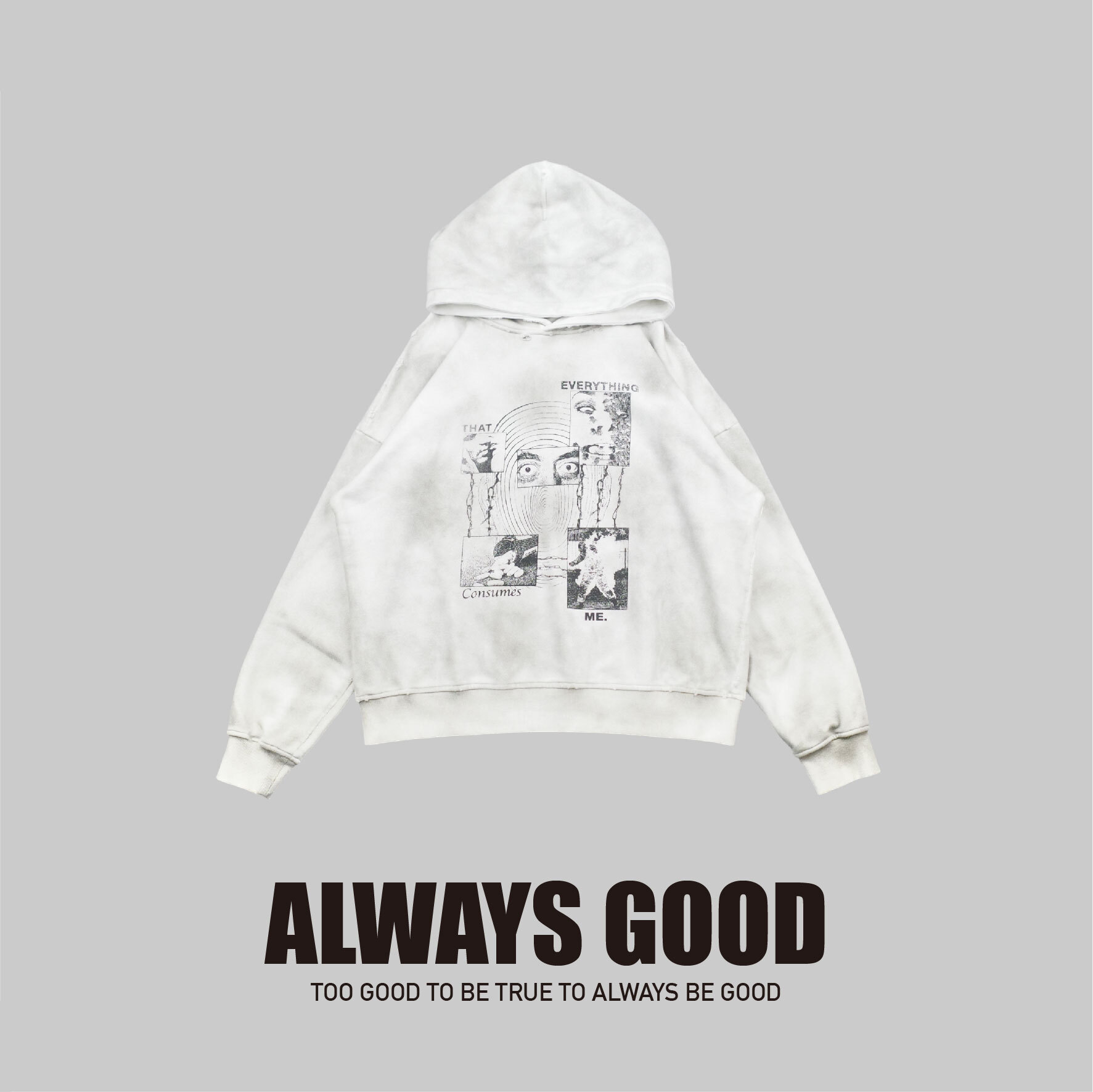 『Always_Good』水洗 髒染 刷破 短版 帽TEE