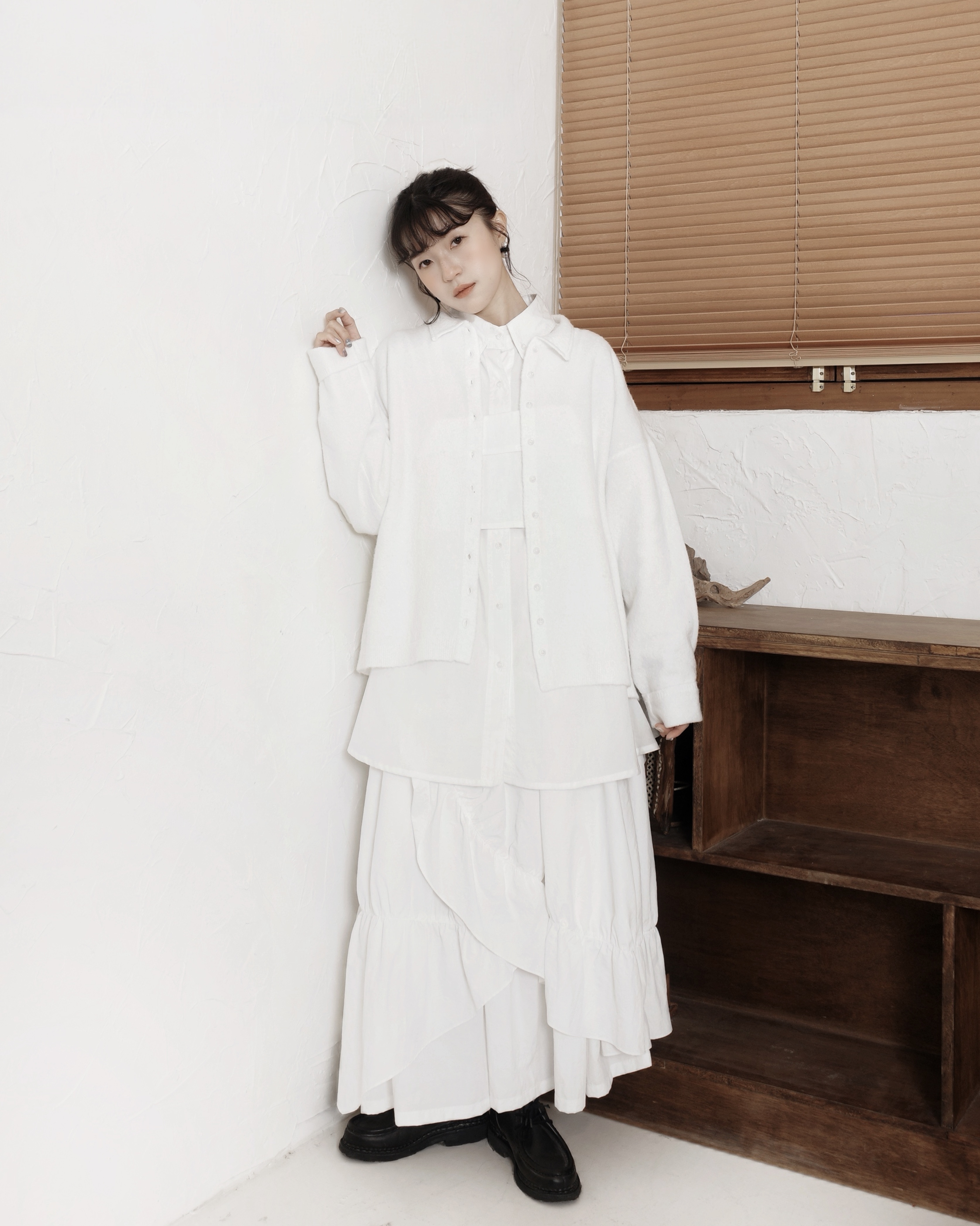 【 Kiki.co made 】Fluffy wool cardigan - Ivory