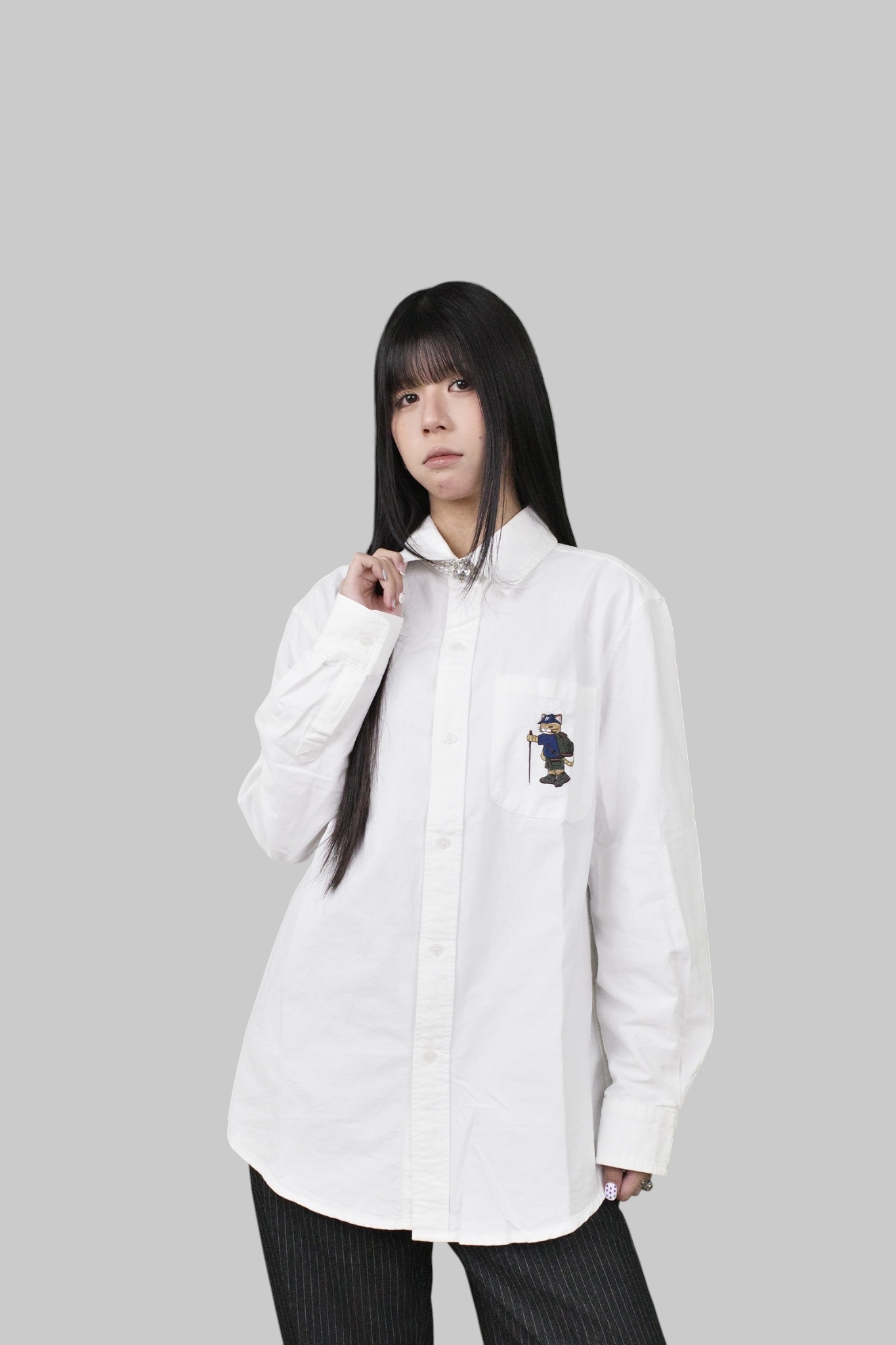 『Always_Good』貓咪登山去 刺繡 素色 牛津襯衫