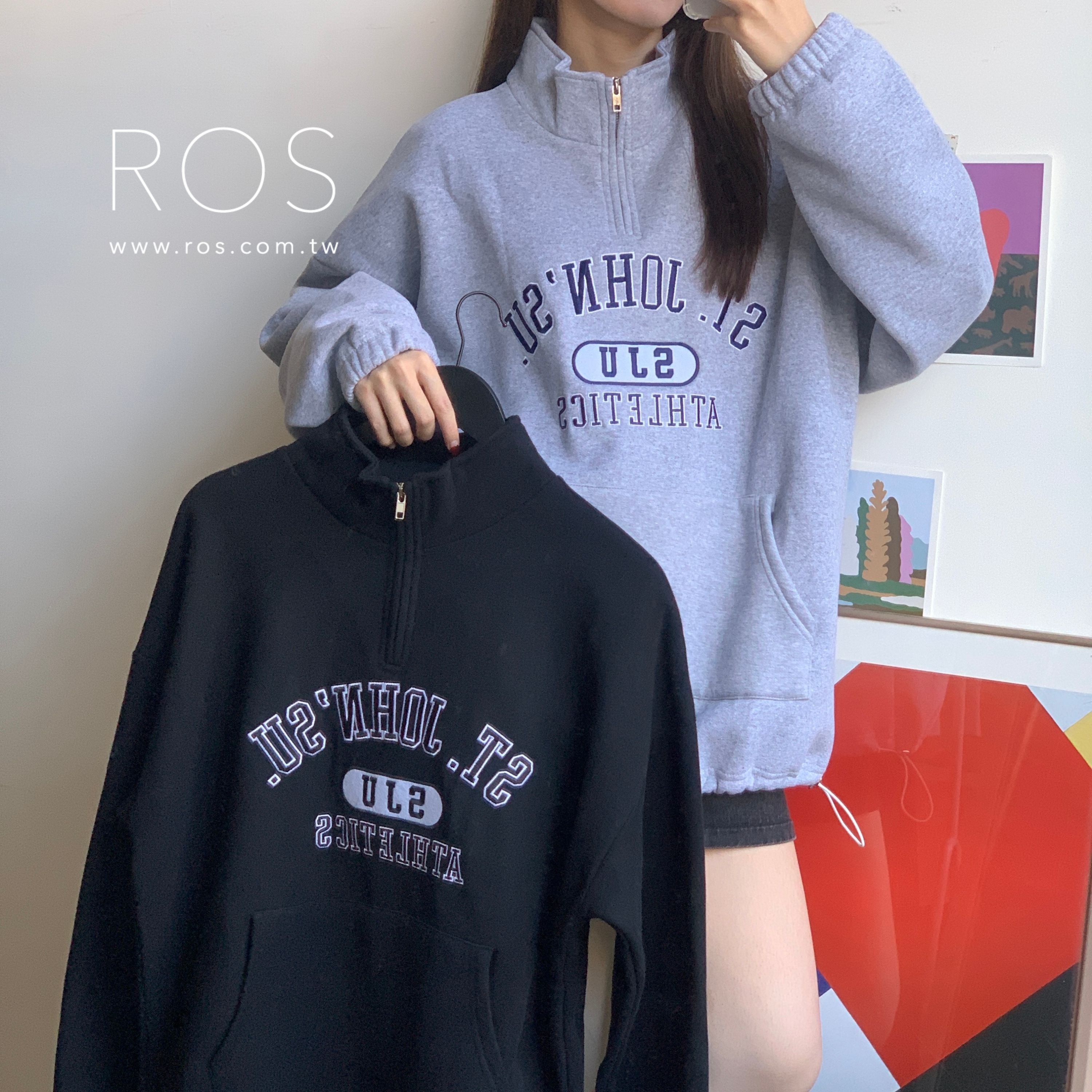 Athletics 刺繡立領長袖上衣(2colors)