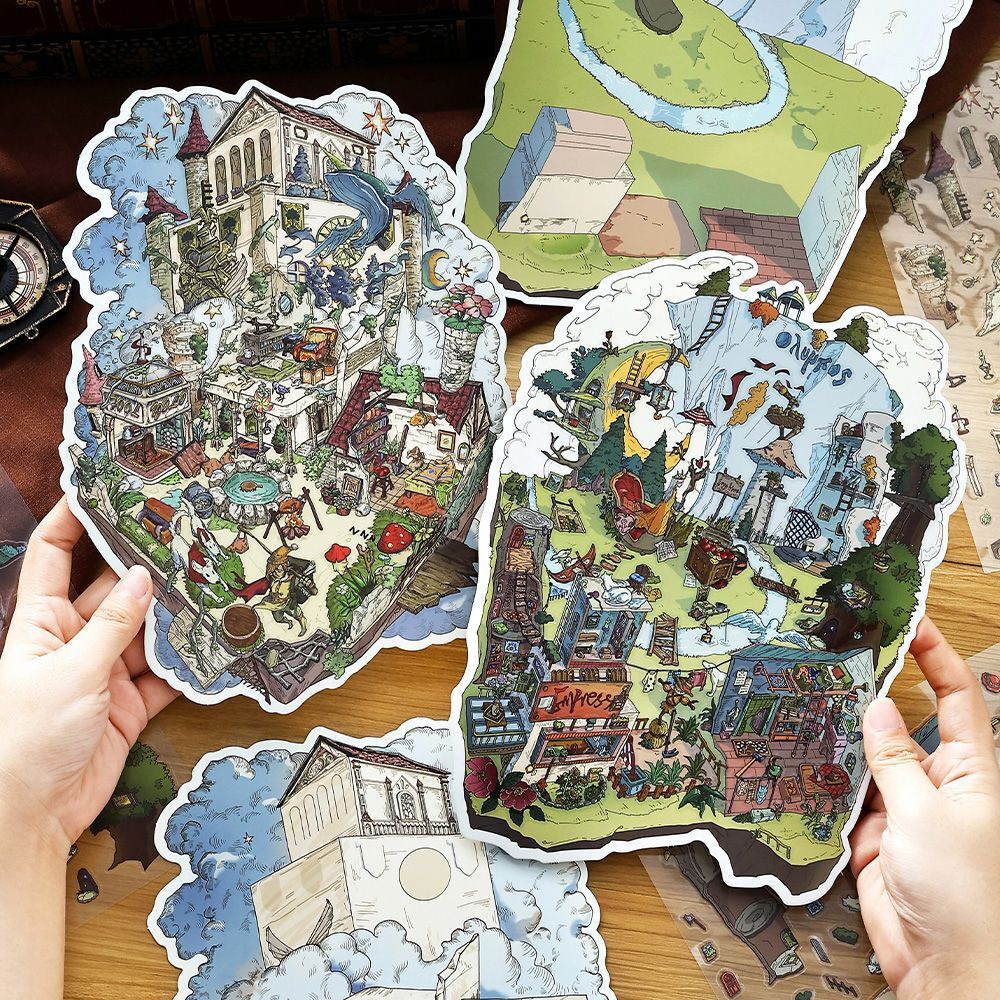 Series 10 (December) · Large 3D House Scene Stickers
