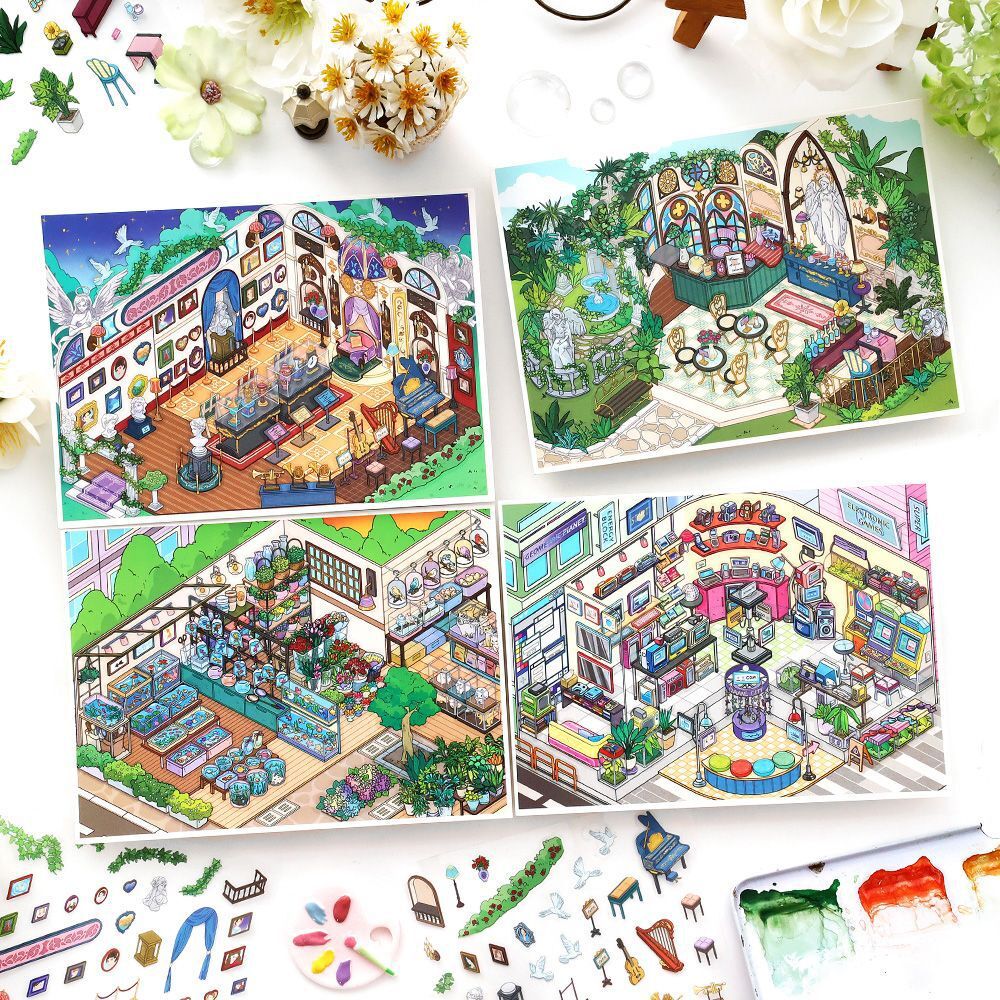 Series 11 (December) · 3D House Scene Stickers