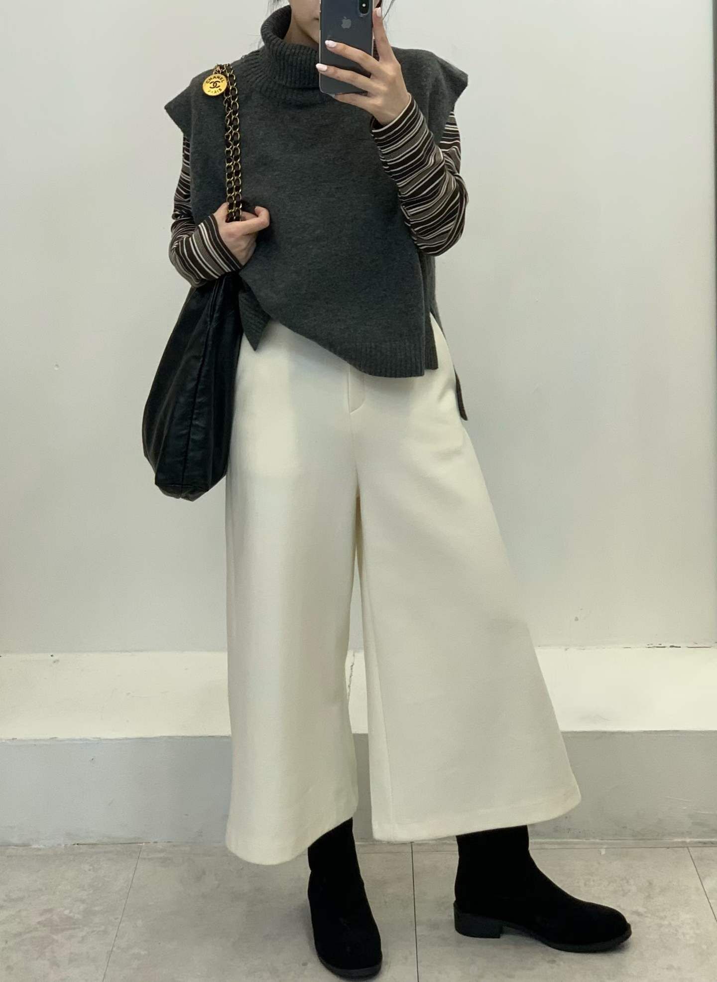 FP5335 後鬆緊A型八分闊腿褲