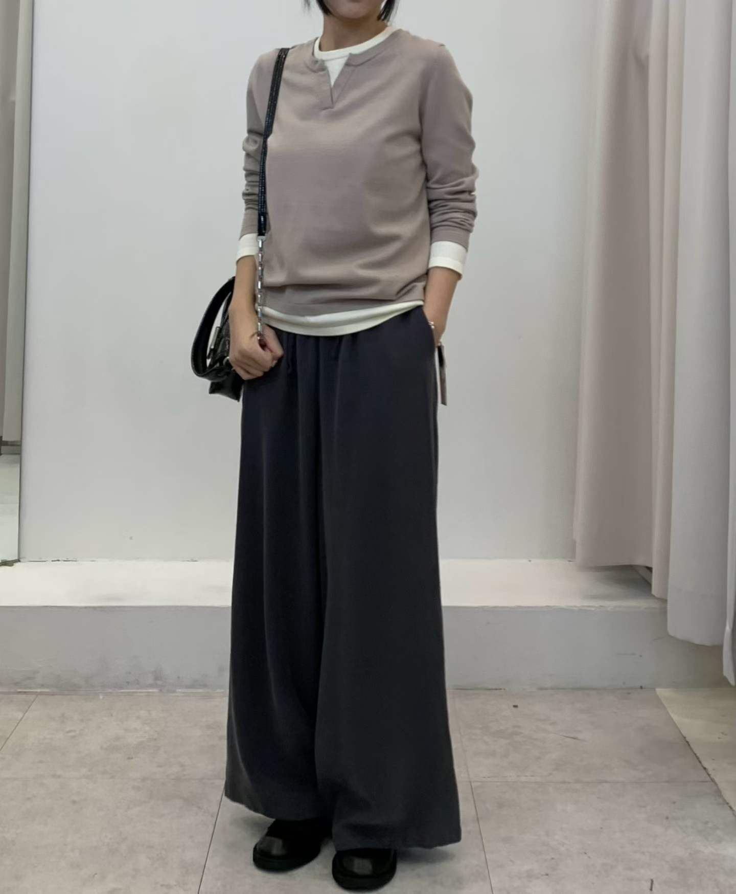 FP5337 拼接假兩件羊毛上衣