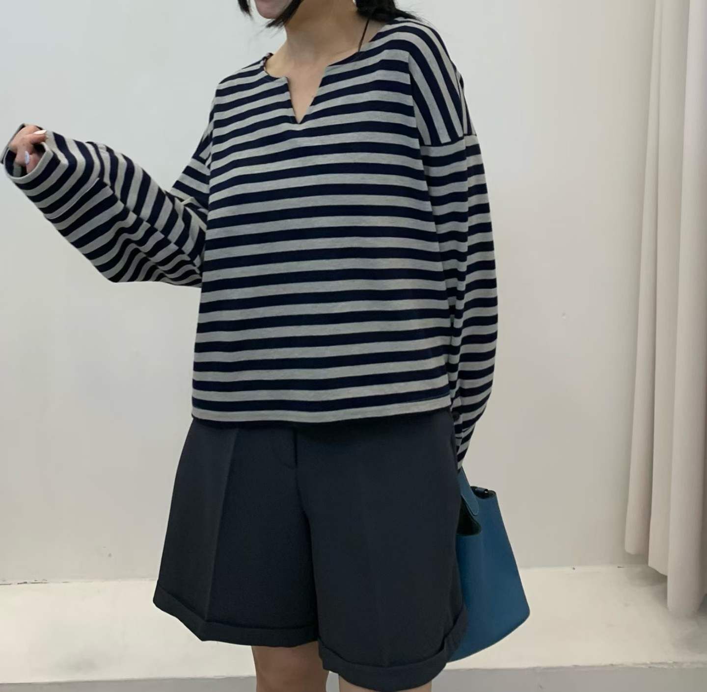 FP5338 寬松條紋棉T