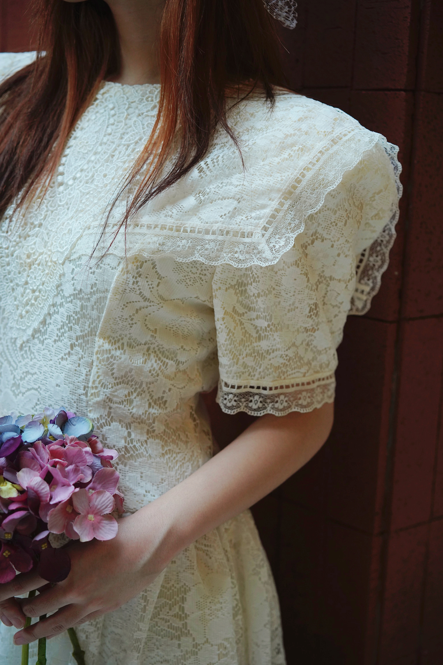 Vintage Dress/GUNNE SAX典雅蕾絲大翻領洋裝