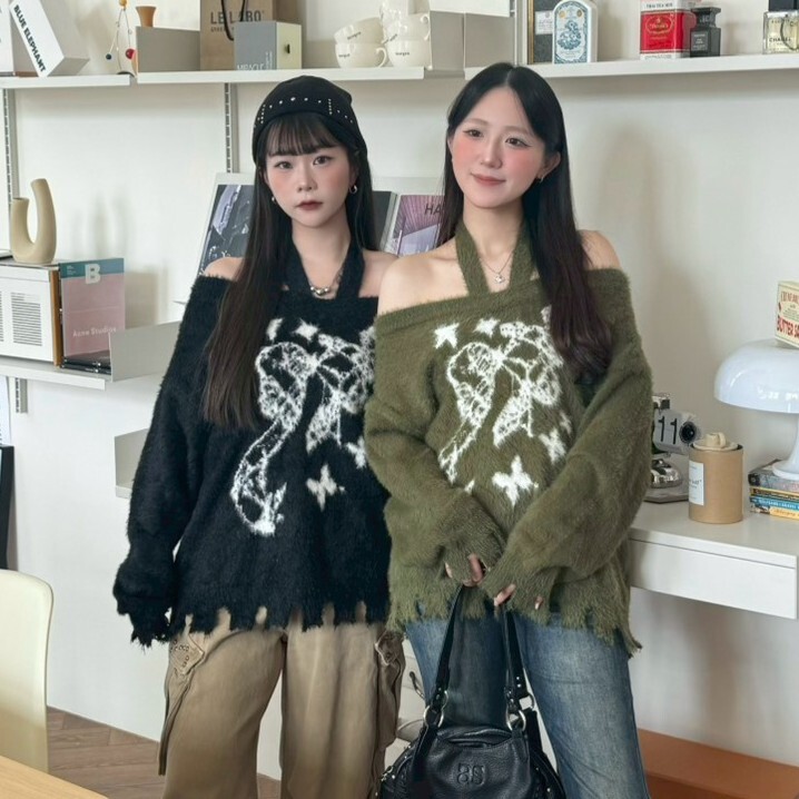 薄荷味的聖誕🎄馬海毛掛脖毛衣