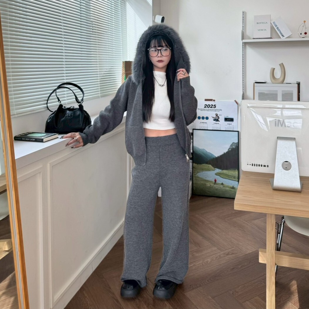 溫柔系歐膩 ˖ ࣪⊹毛毛領針織套裝