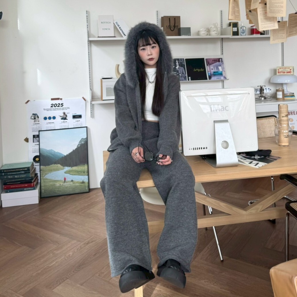 溫柔系歐膩 ˖ ࣪⊹毛毛領針織套裝