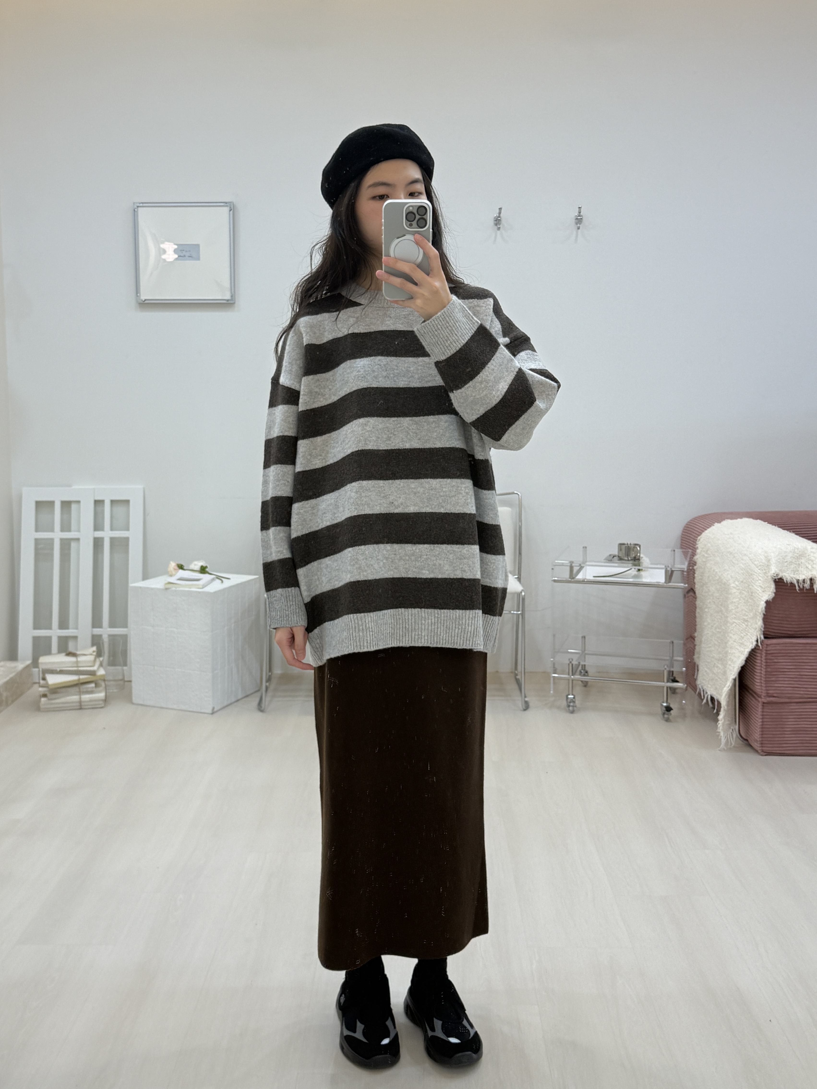 圓領寬條毛衣*3色