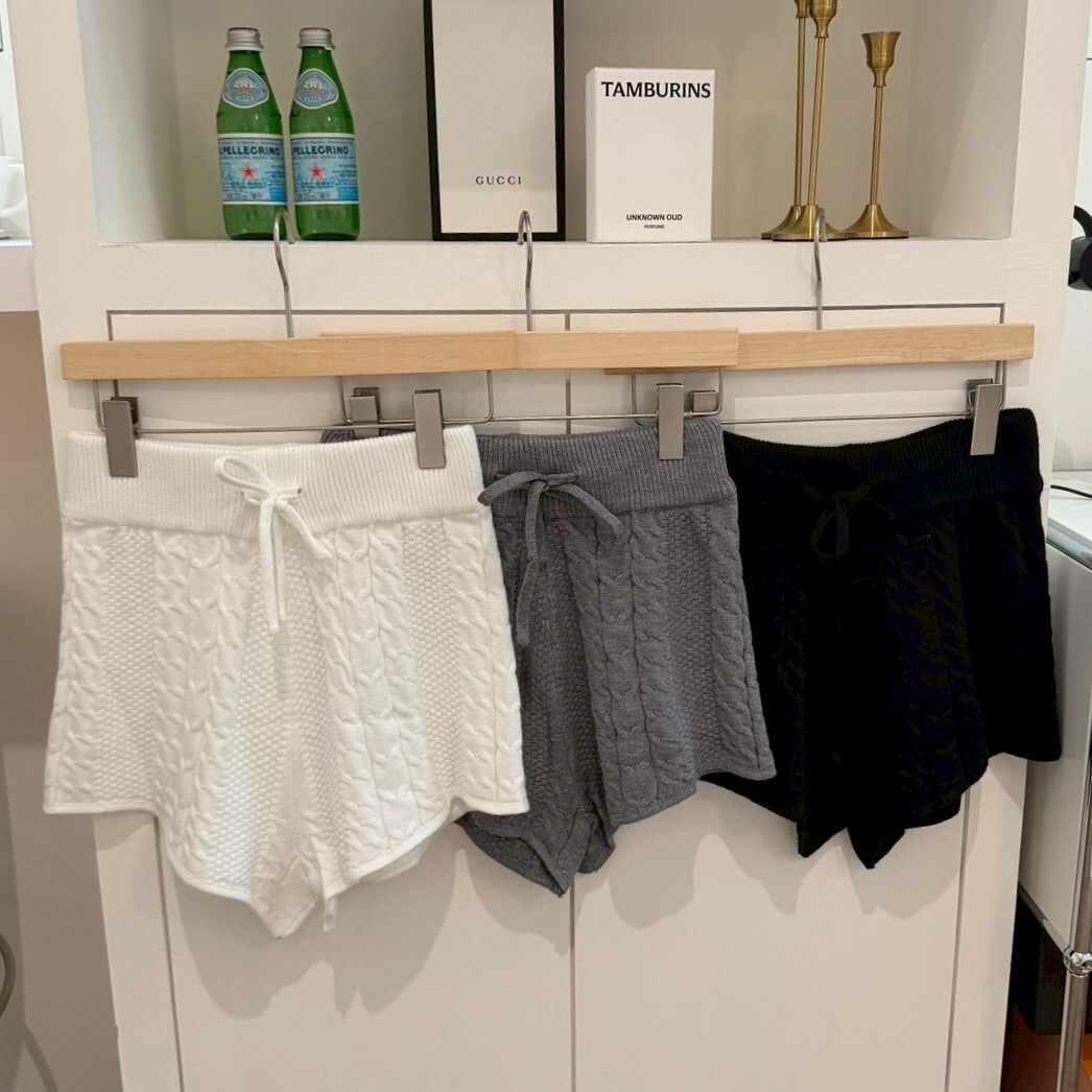 專屬愜意 麻花抽繩針織短褲