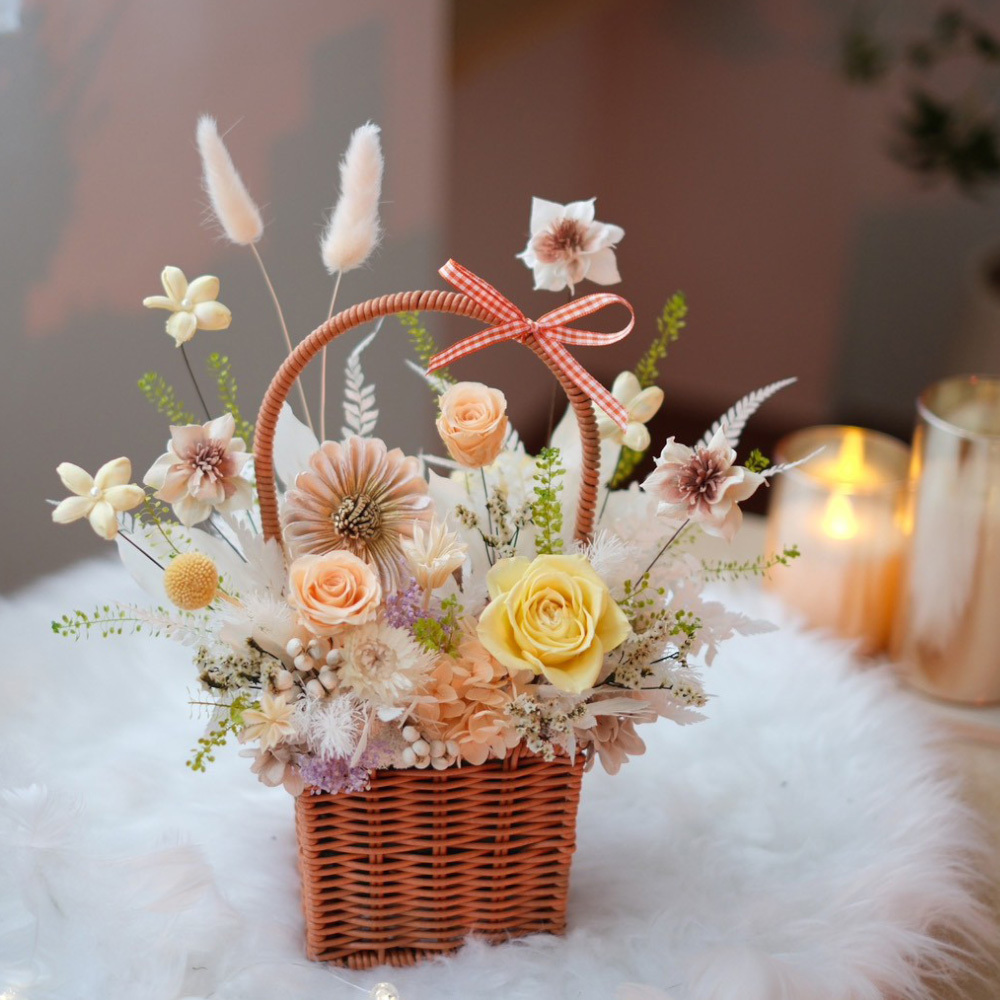 提籃永生盆花 陽光橘