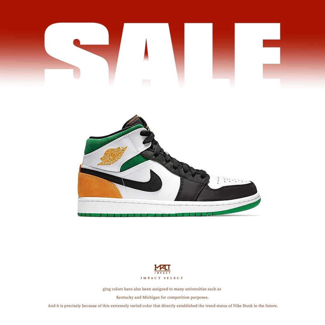 【清倉優惠】Nike Air Jordan 1 MID SE OAKLAND 高筒 麂皮 白綠橙 男款 852542-101