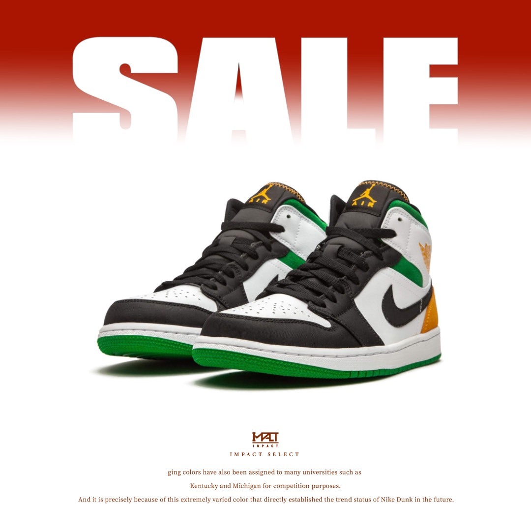【清倉優惠】Nike Air Jordan 1 MID SE OAKLAND 高筒 麂皮 白綠橙 男款 852542-101